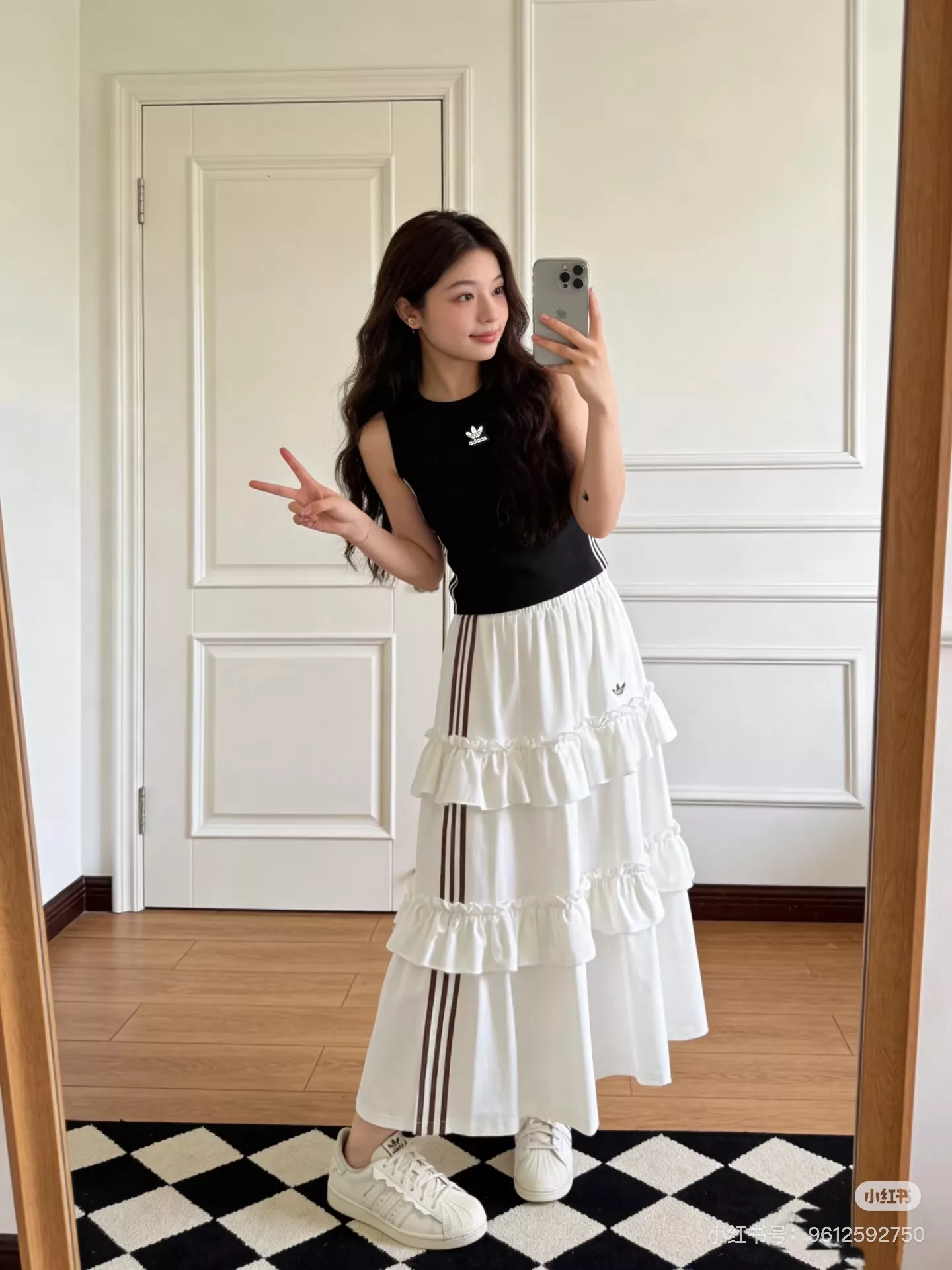 아디다스 삼선 프릴 캉캉 맥시 스커트 상세 이미지 20