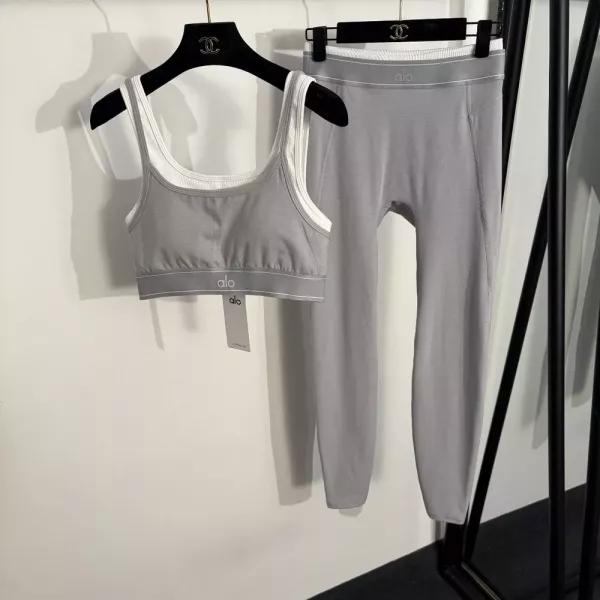 알로 배색 브라탑 레깅스 운동복 세트