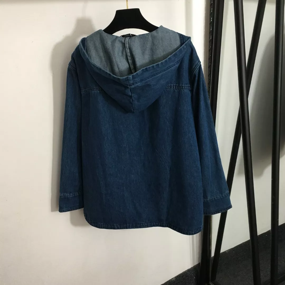 발렌티노 브이 장식 데님 후드 풀오버 상세 이미지 7