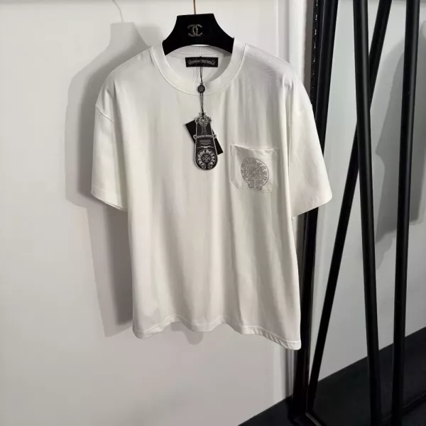 크롬하츠 크로스 장식 포켓 루즈 반팔 탑