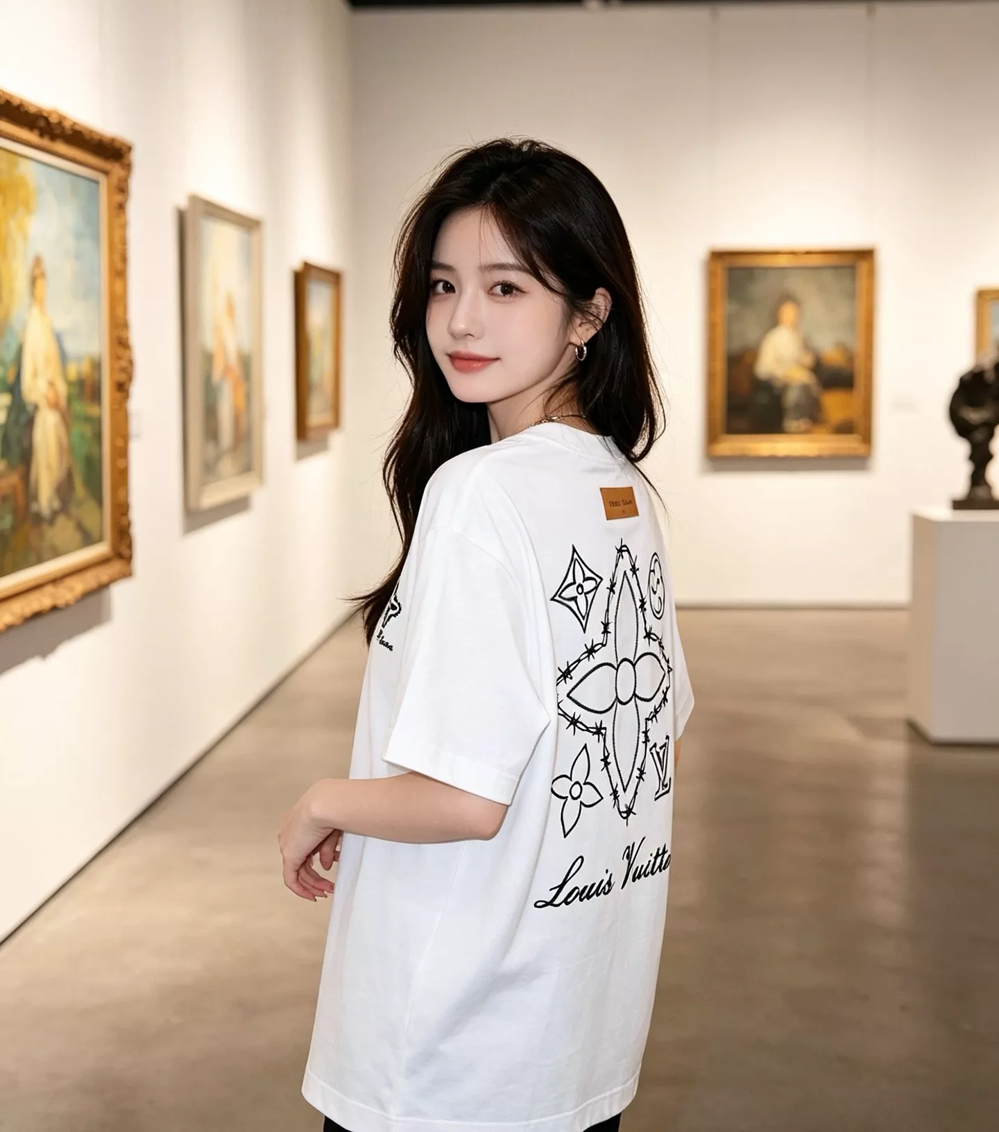 루이비통 사엽초 자수 로고 라운드 반팔 상의 상세 이미지 12