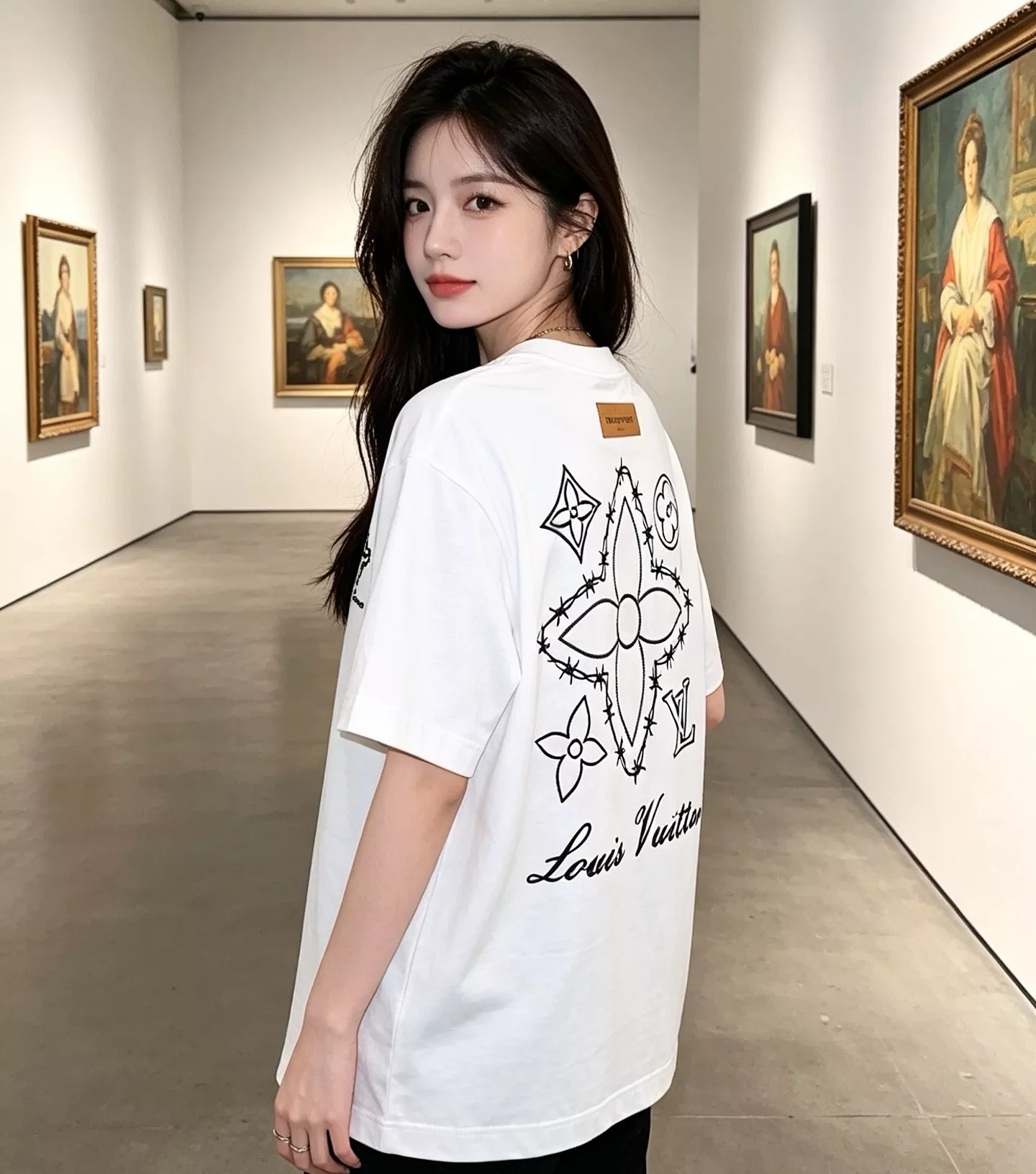 루이비통 사엽초 자수 로고 라운드 반팔 상의 상세 이미지 13
