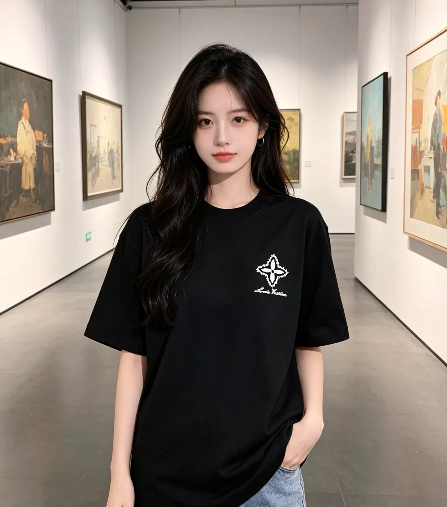 루이비통 클로버 모노그램 자수 라운드 반팔 탑 상세 이미지 13