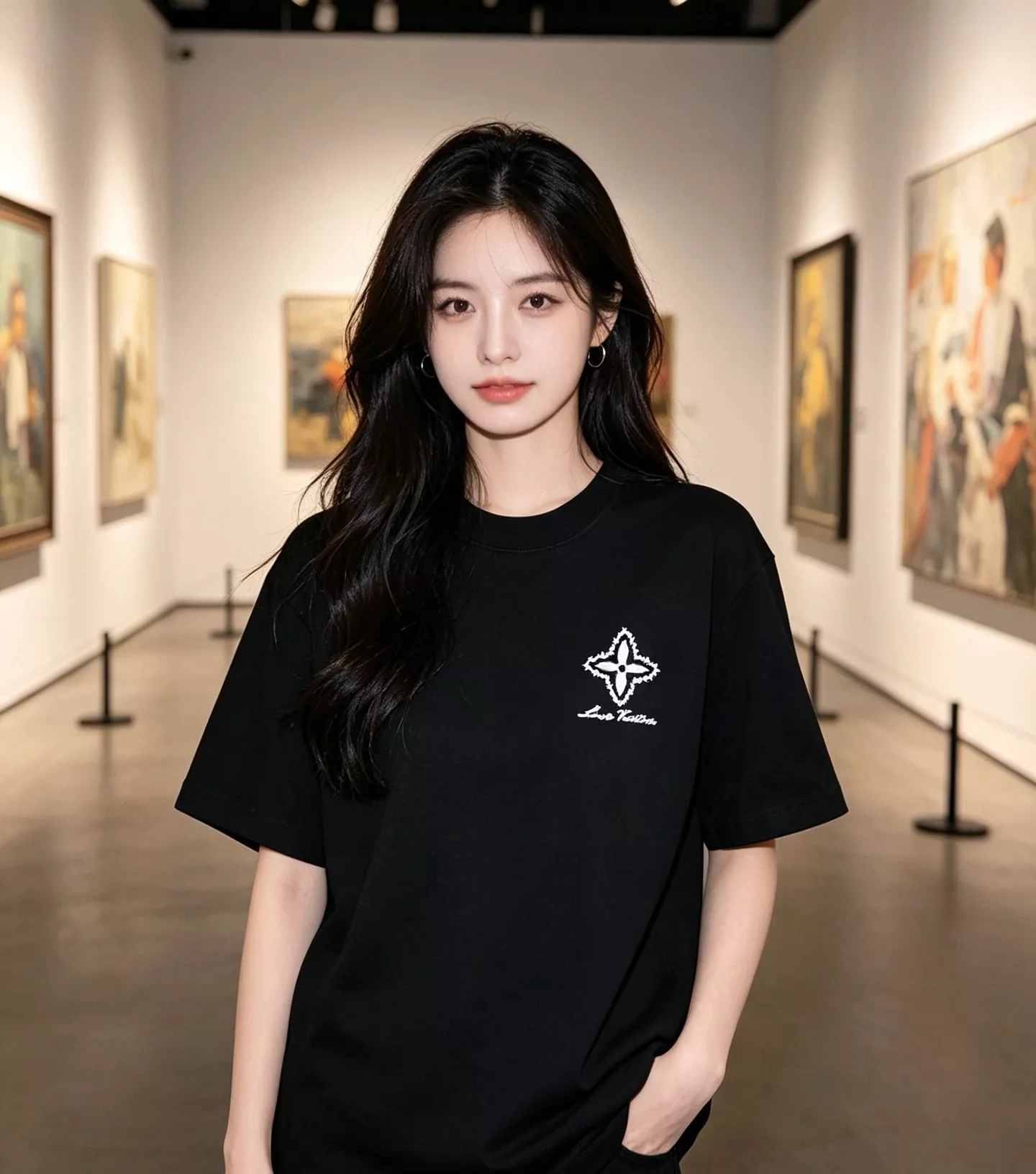 루이비통 클로버 모노그램 자수 라운드 반팔 탑 상세 이미지 12