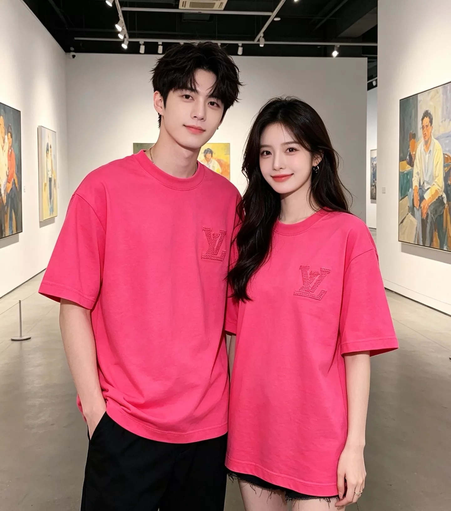 루이비통 가슴 로고 입체 자수 라운드 반팔 탑 상세 이미지 19