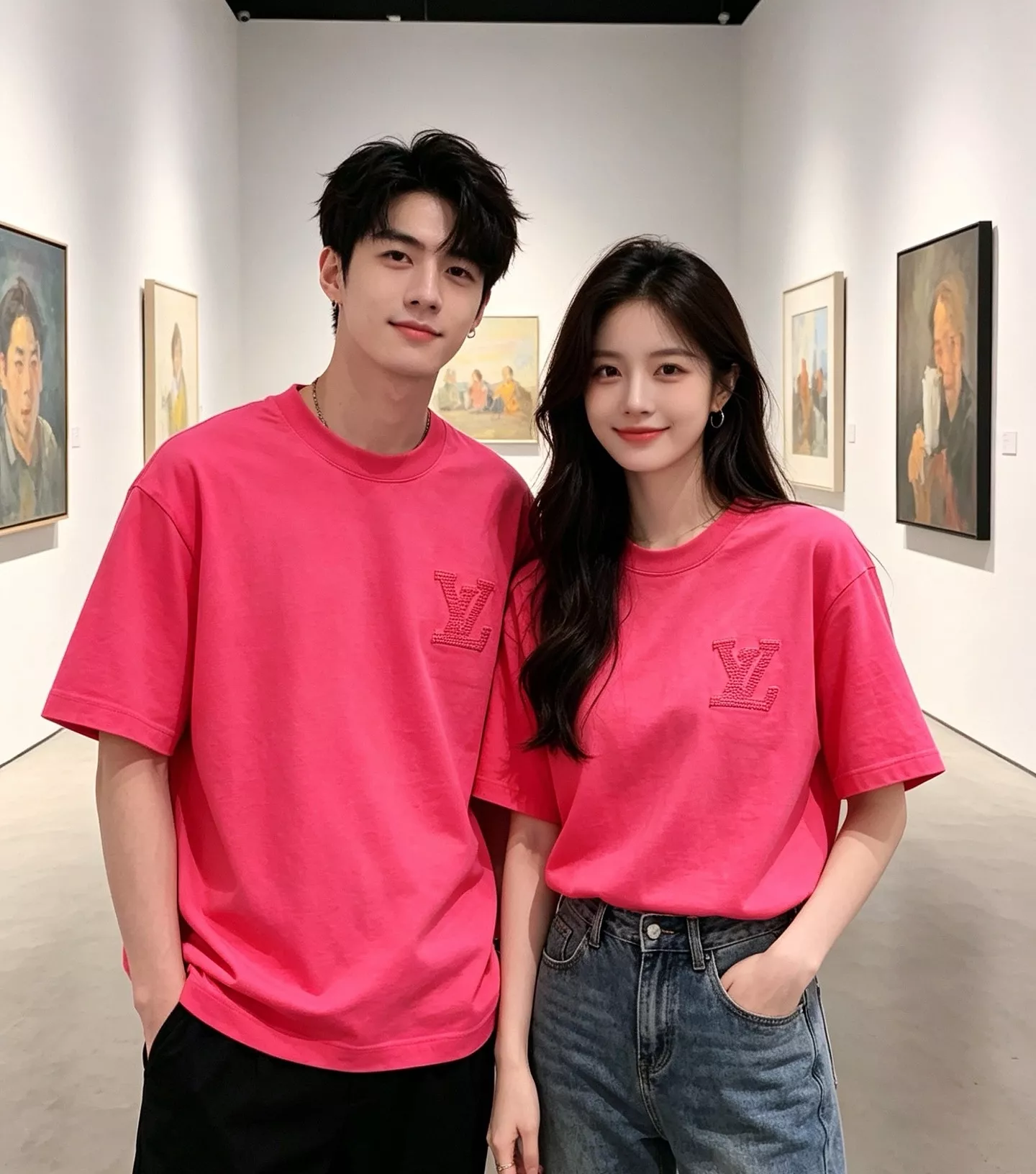루이비통 가슴 로고 입체 자수 라운드 반팔 탑 상세 이미지 18