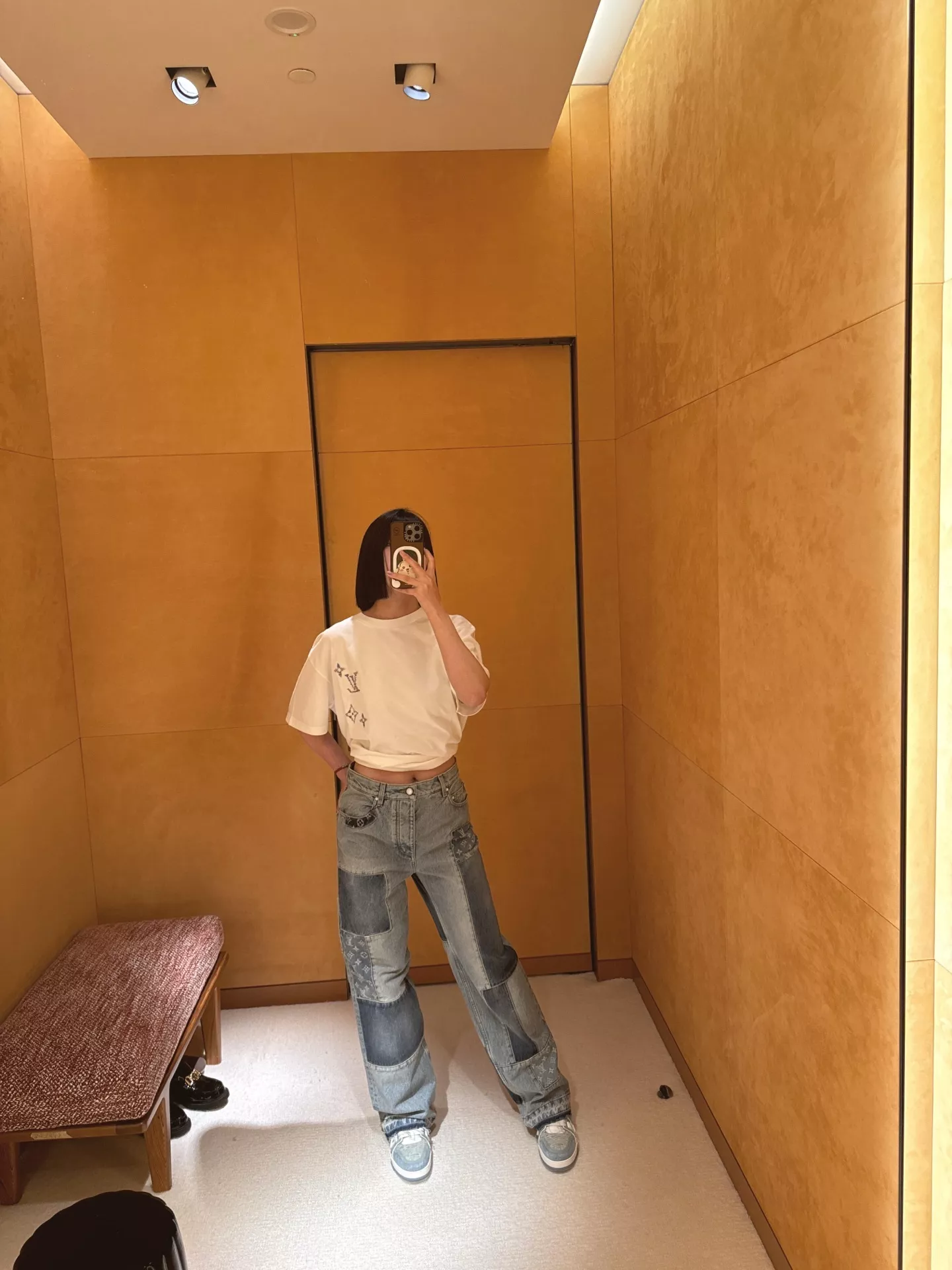 루이비통 모노그램 사시코 자수 코튼 반팔 탑 상세 이미지 12