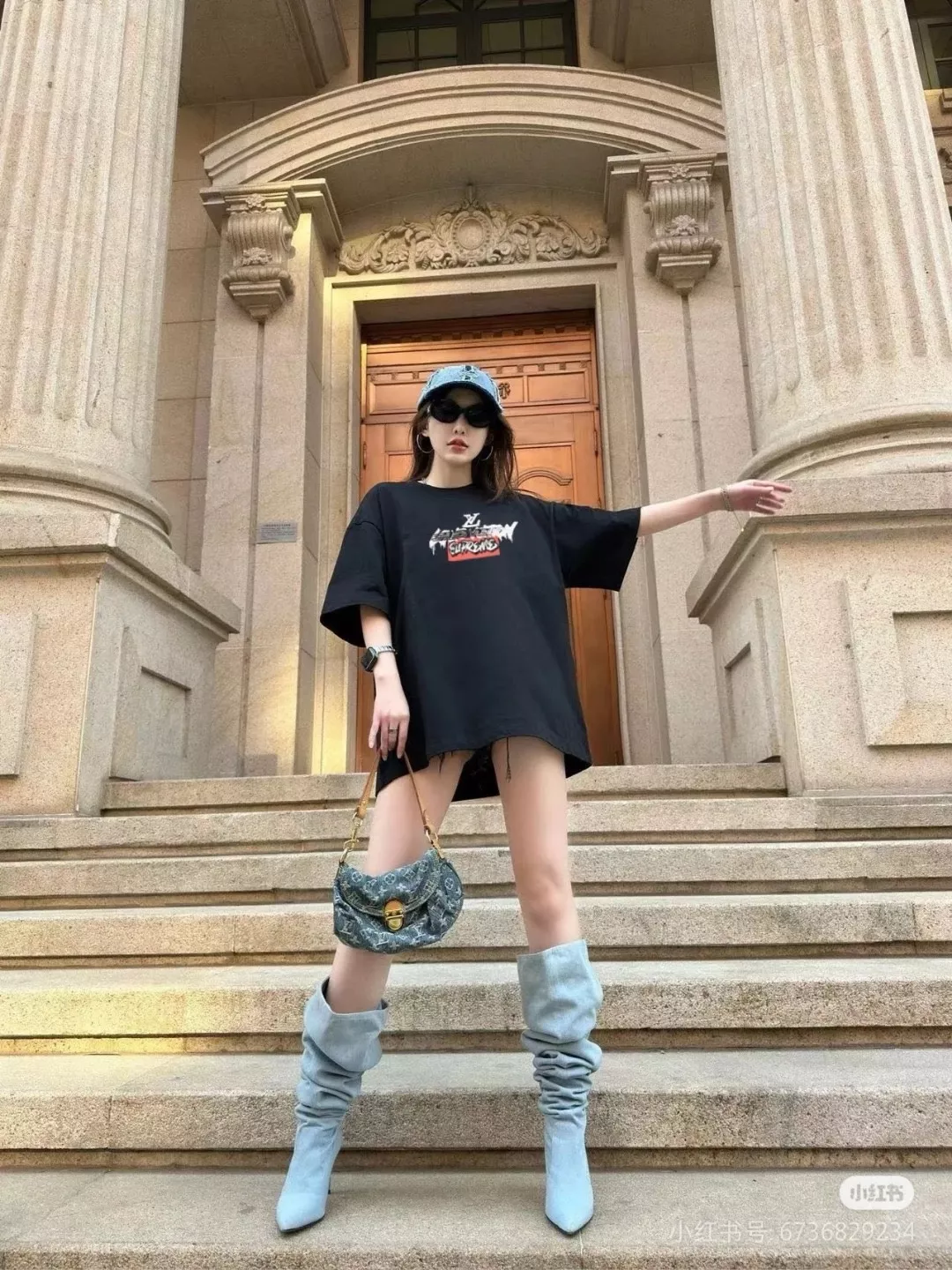 루이비통 슈프림 콜라보 로고 그래피티 반팔 상의 상세 이미지 18