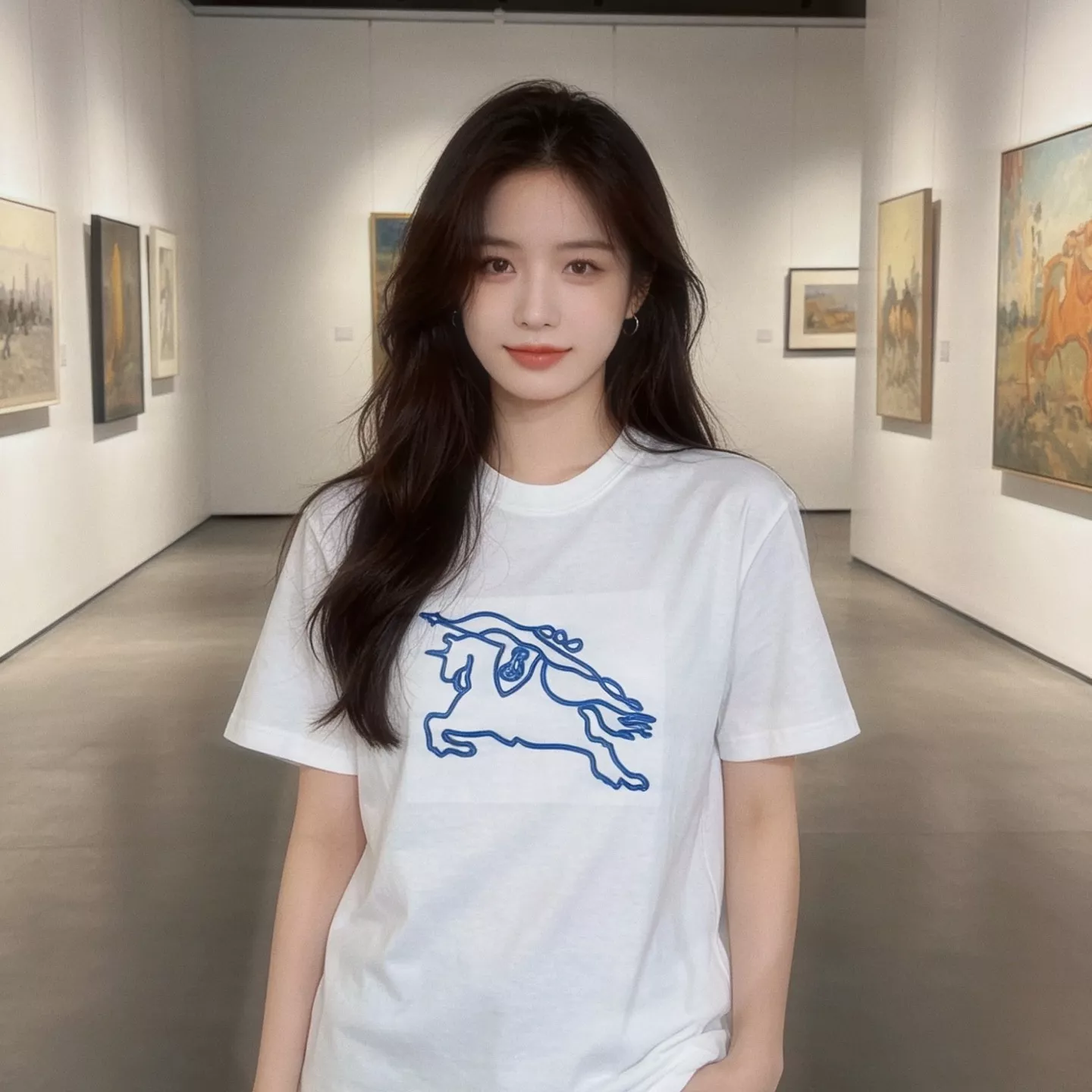 버버리 전마 자수 라운드 코튼 반팔 상의 상세 이미지 16