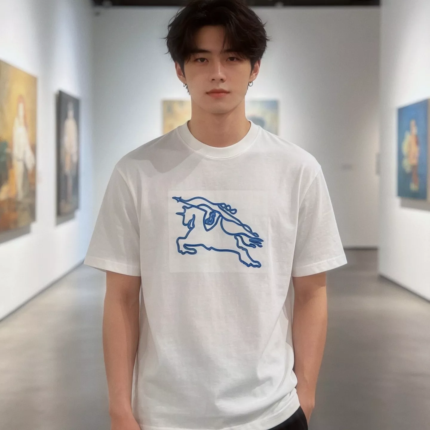 버버리 전마 자수 라운드 코튼 반팔 상의 상세 이미지 11