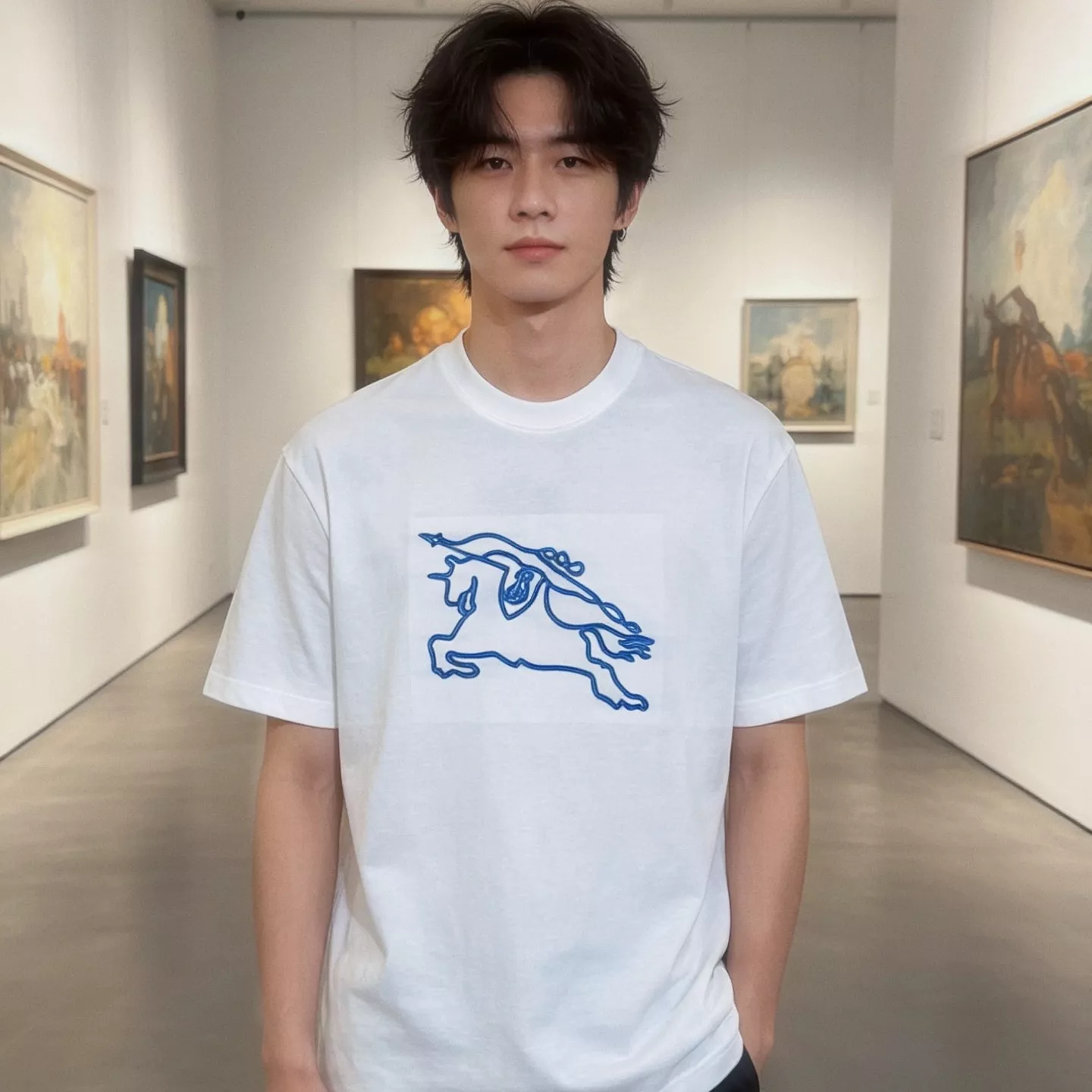 버버리 전마 자수 라운드 코튼 반팔 상의 상세 이미지 13