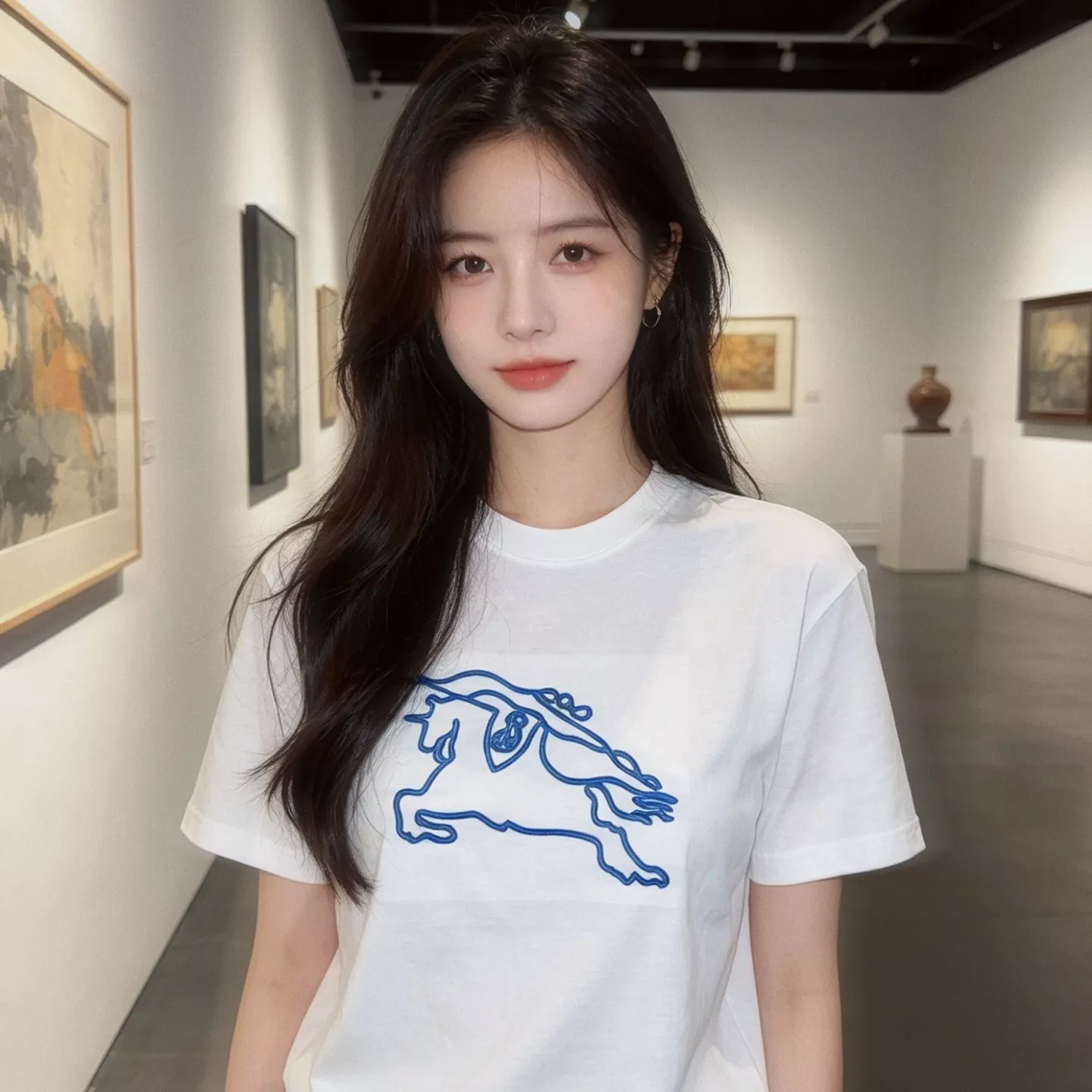 버버리 전마 자수 라운드 코튼 반팔 상의 상세 이미지 12
