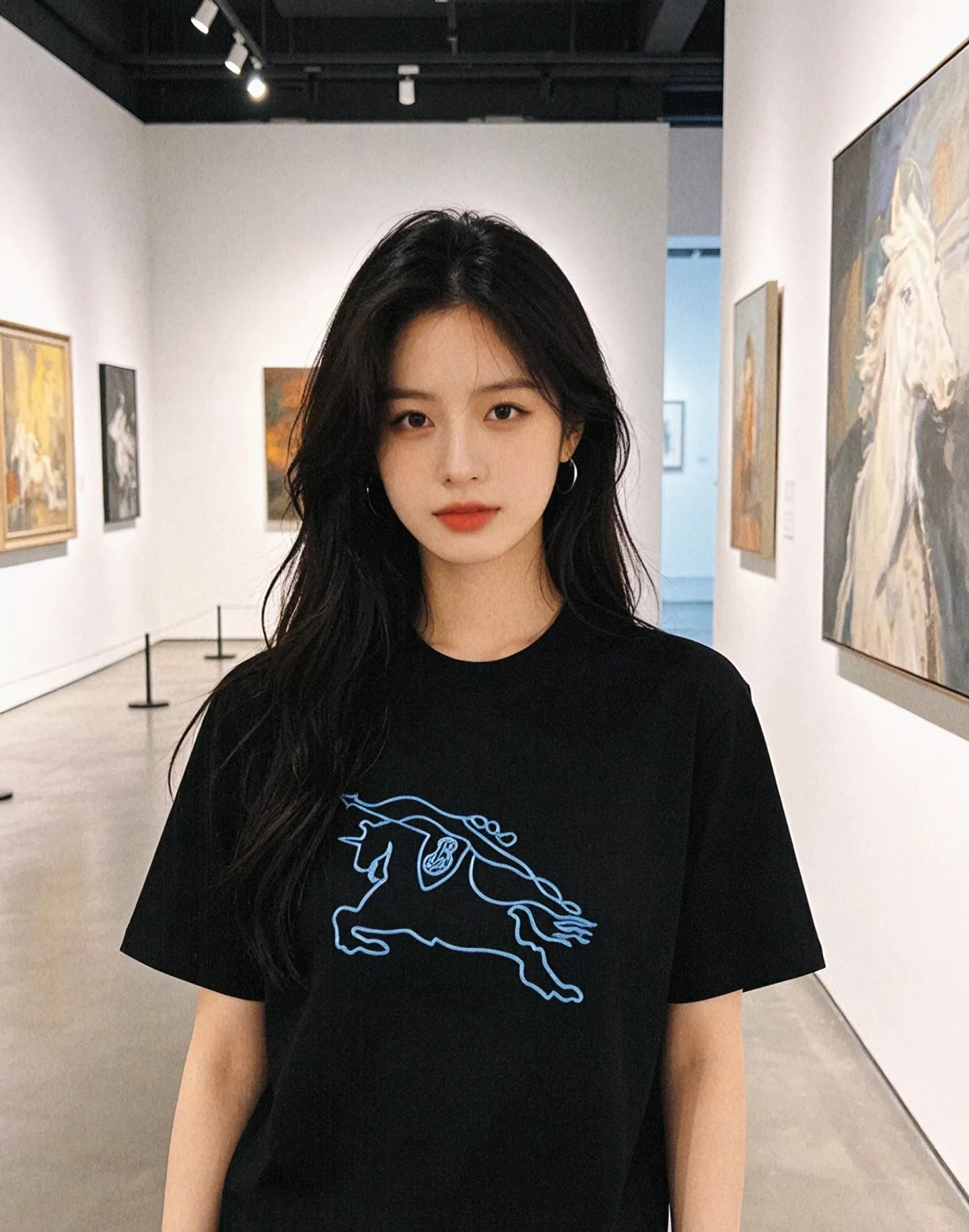 버버리 홀로우 자수 전마 라운드 코튼 탑 상세 이미지 18