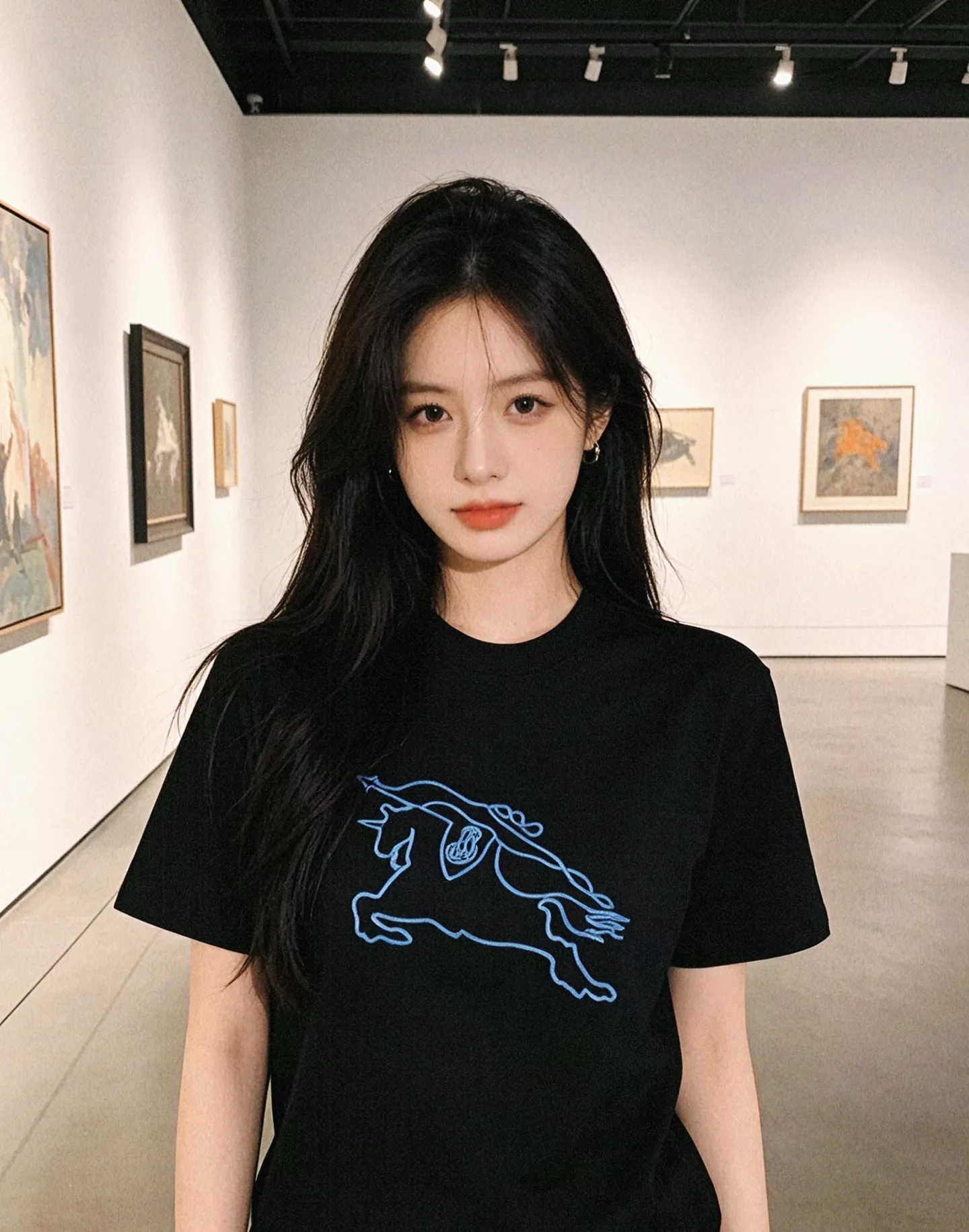 버버리 홀로우 자수 전마 라운드 코튼 탑 상세 이미지 14