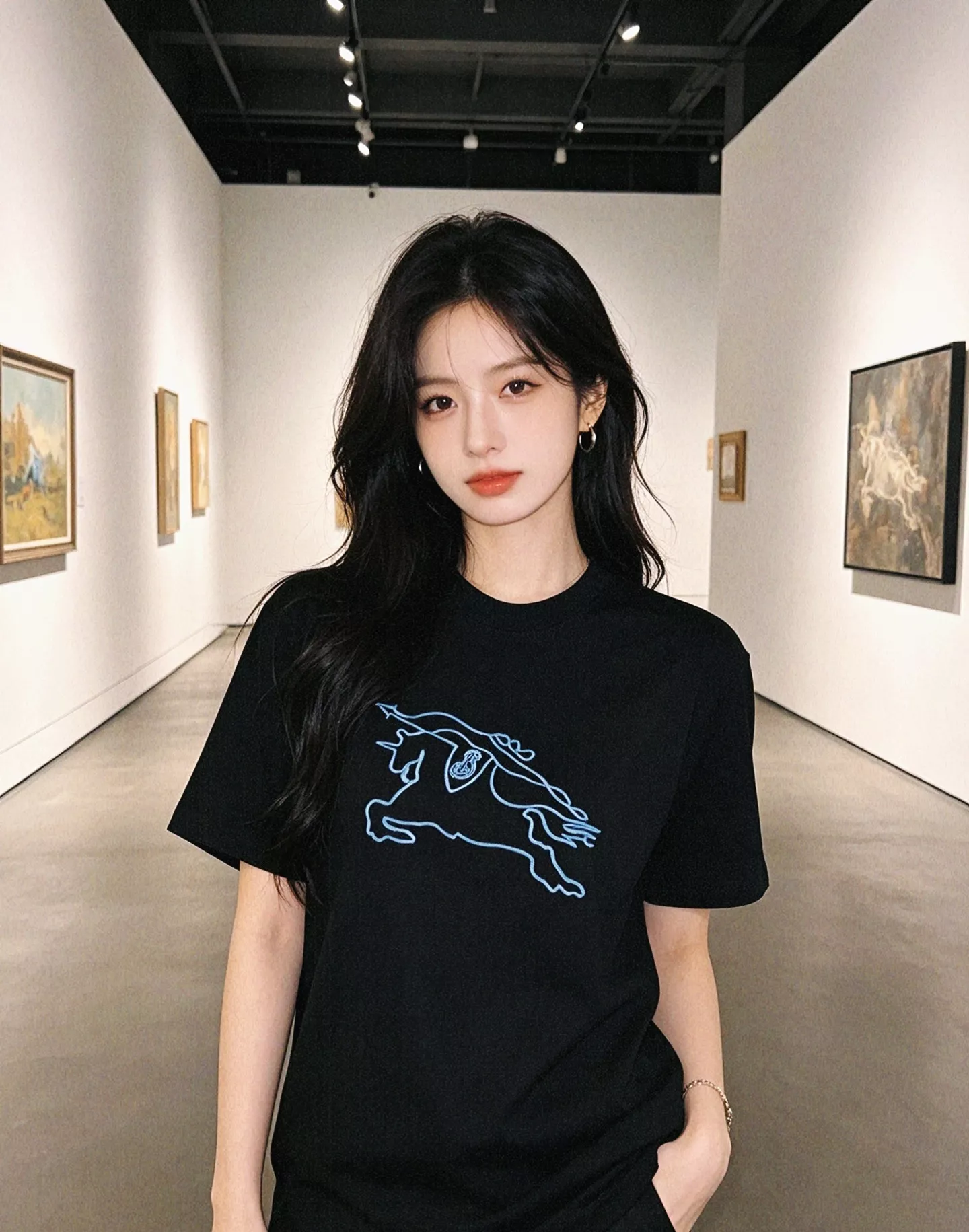 버버리 홀로우 자수 전마 라운드 코튼 탑 상세 이미지 16