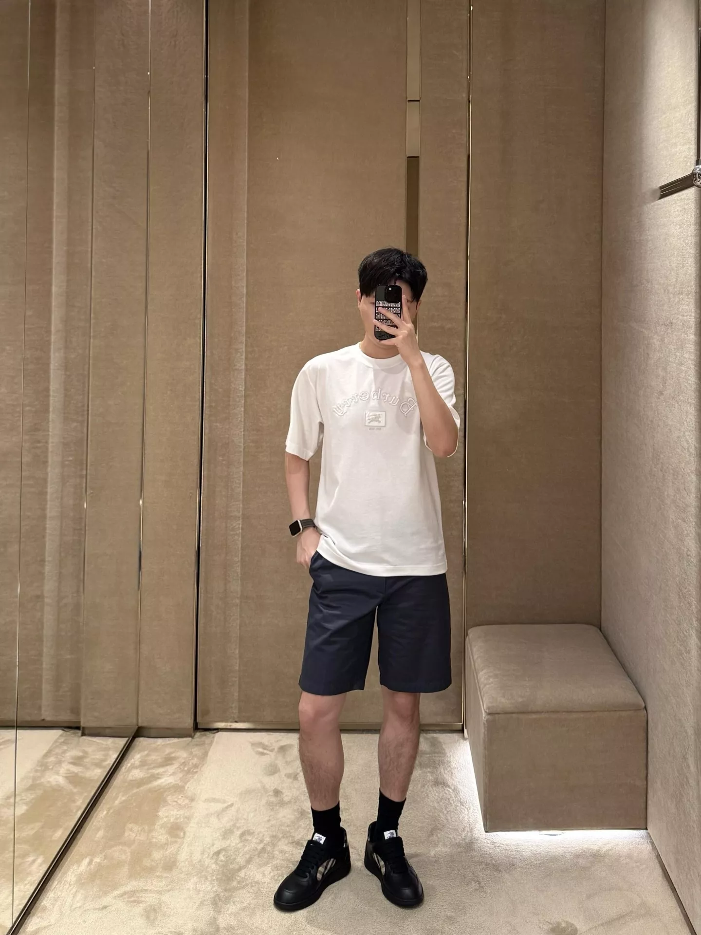 버버리 전마 로고 레터링 자수 반팔 상의 상세 이미지 11