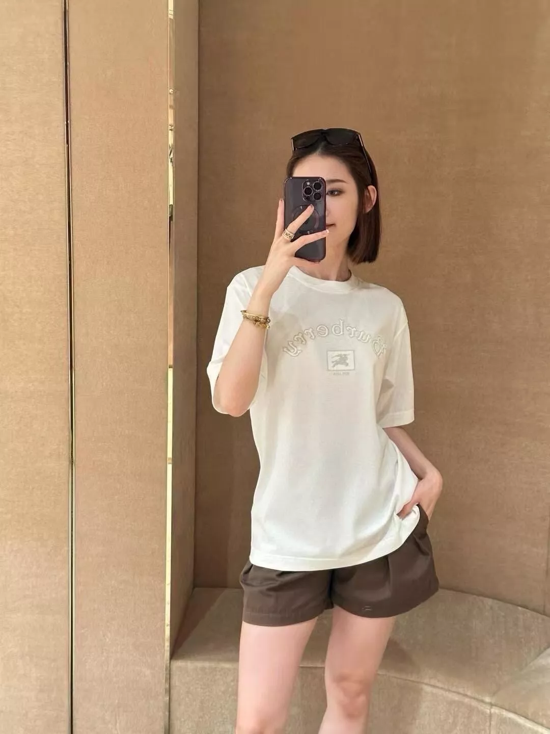 버버리 전마 로고 레터링 자수 반팔 상의 상세 이미지 14