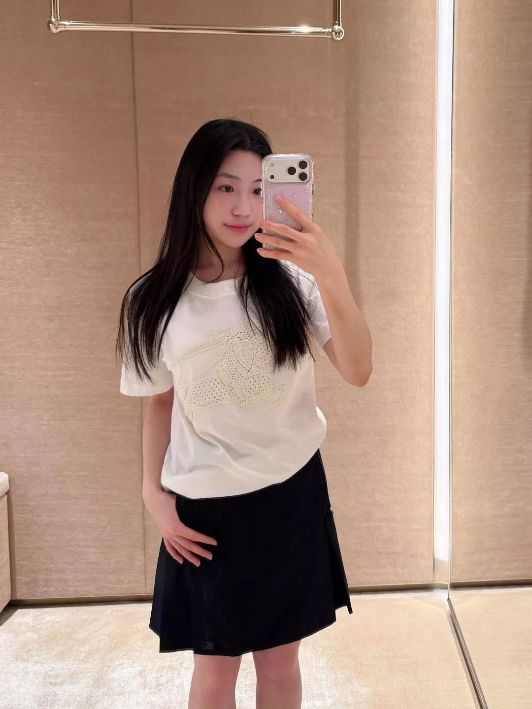 버버리 전사 자수 포인트 코튼 하프슬리브 탑 상세 이미지 14