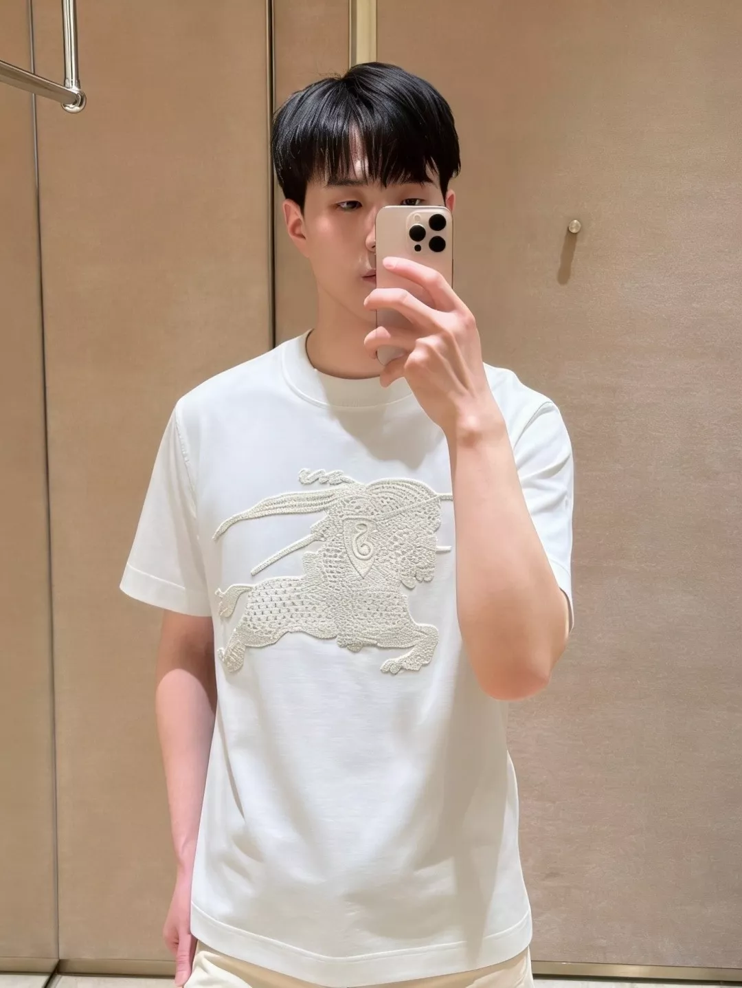 버버리 전사 자수 포인트 코튼 하프슬리브 탑 상세 이미지 11