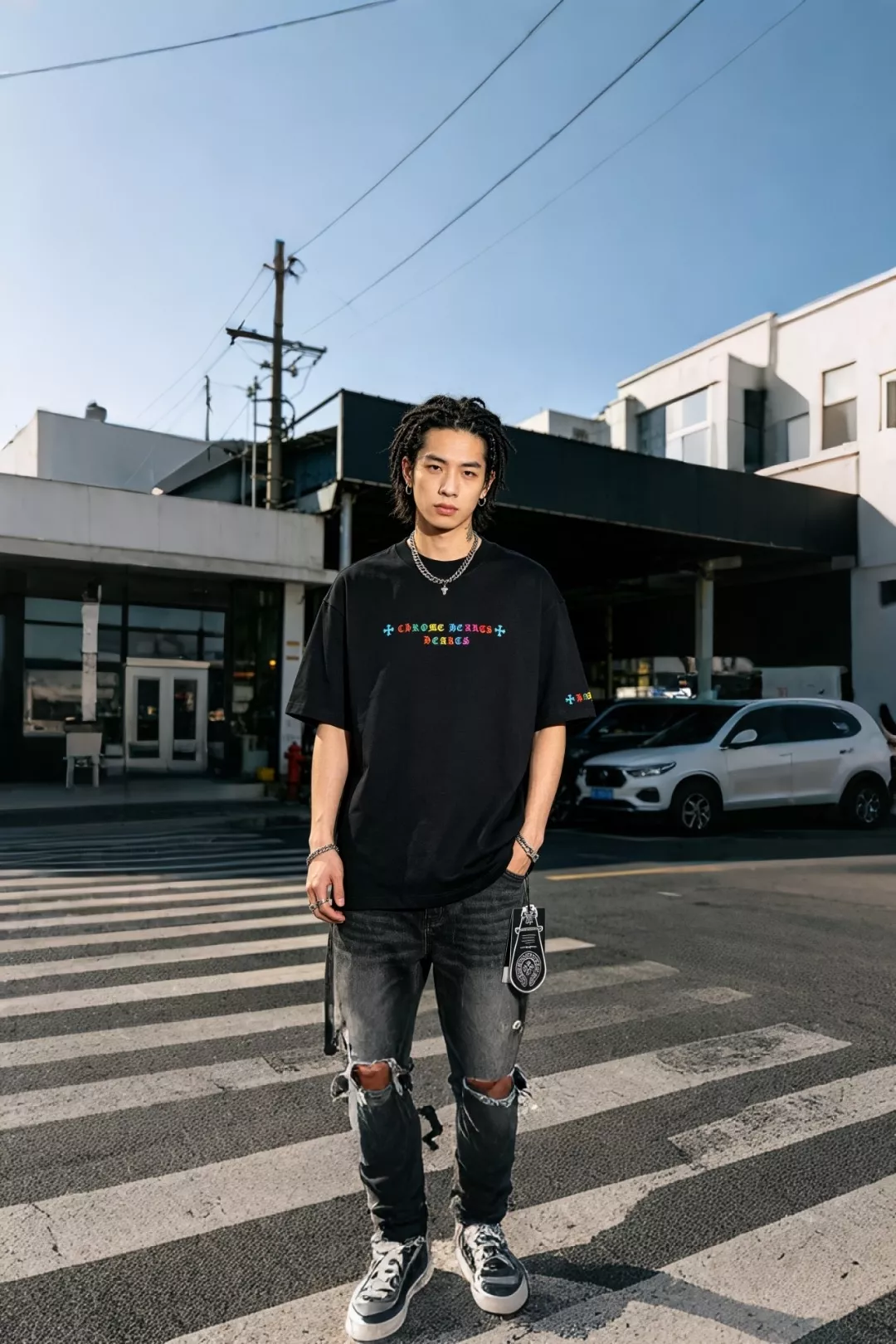 크롬하츠 컬러 로고 자수 포인트 반팔 상의 상세 이미지 12