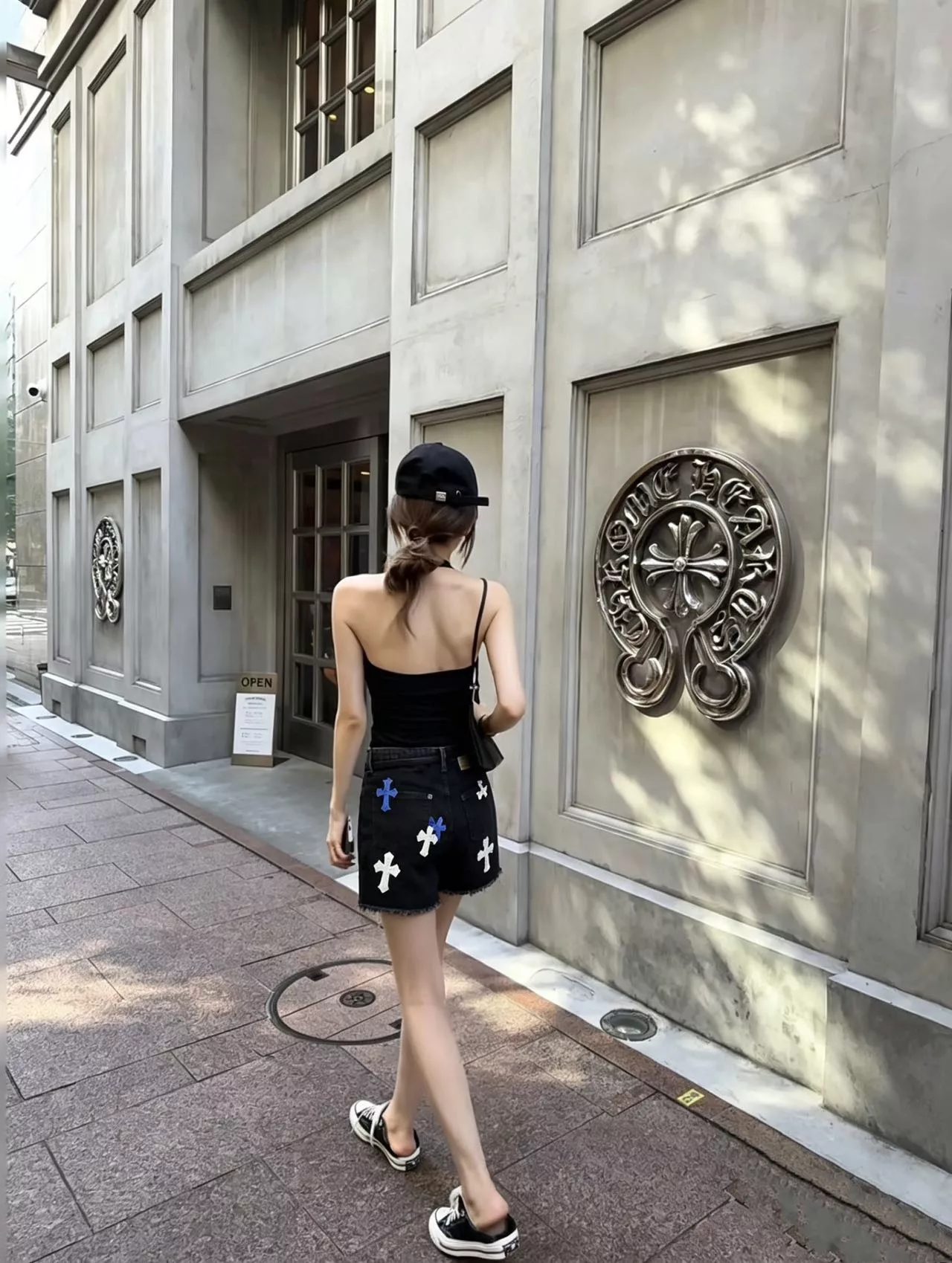 크롬하츠 십자가 패치 워싱 데님 쇼츠 상세 이미지 18