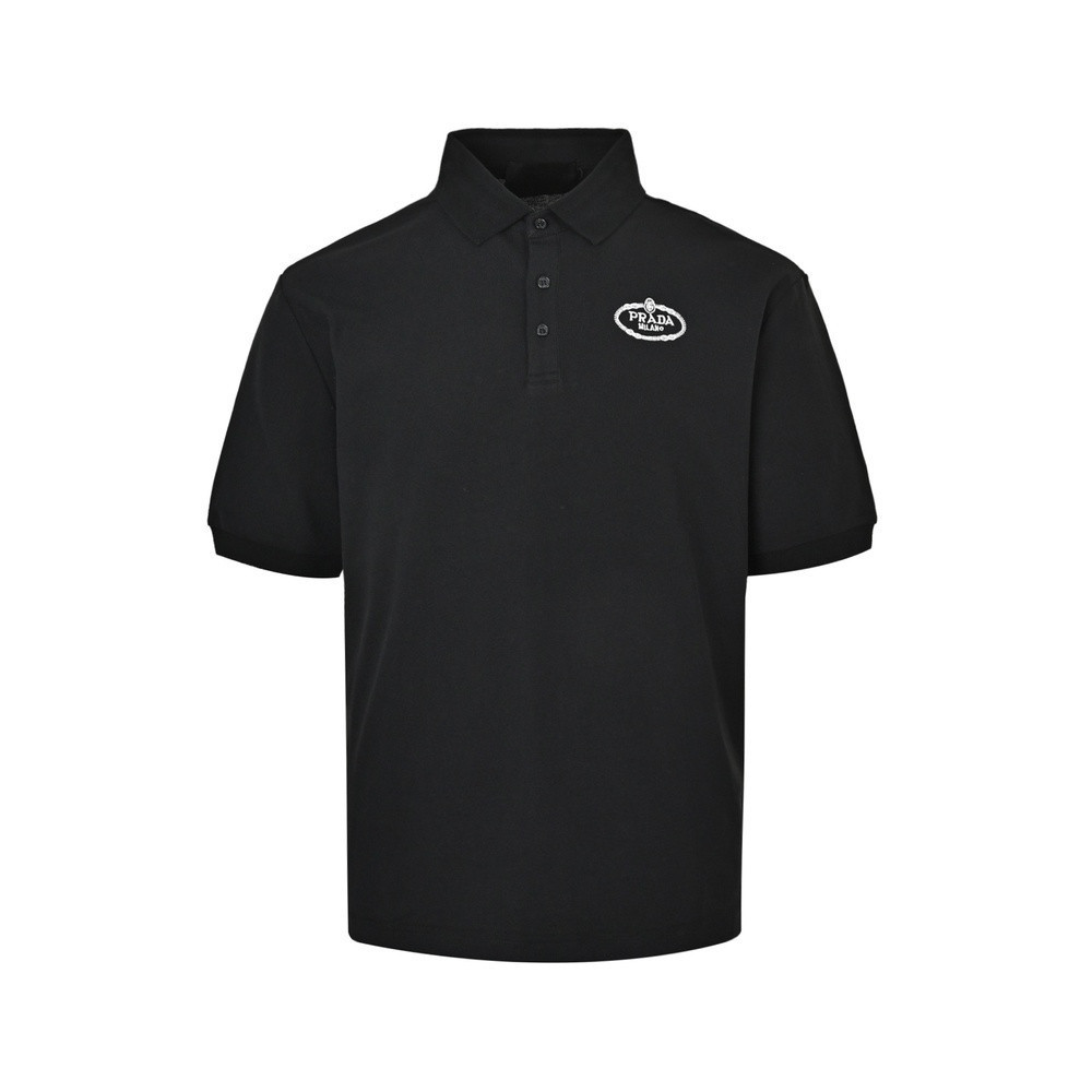 프라다 타원 자수 포인트 폴로 반소매 상의