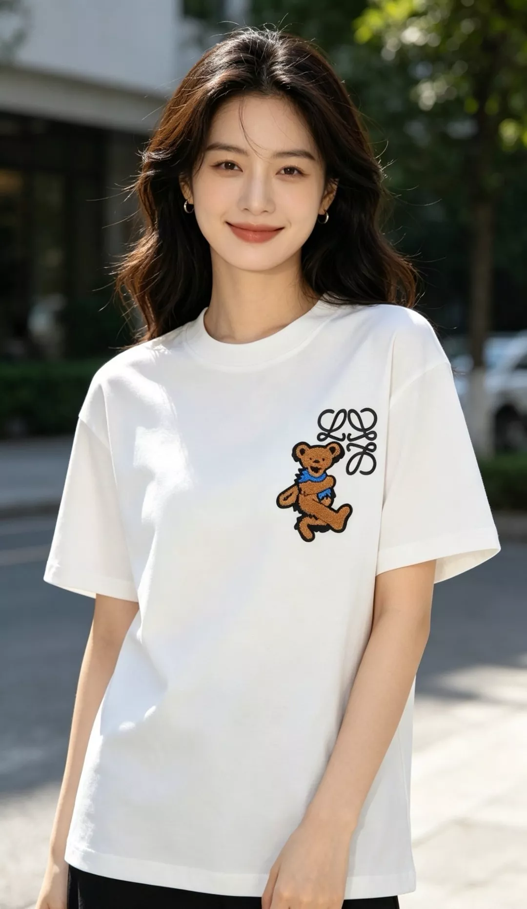 로에베 테리 패치 베어 로고 코튼 반팔 상의 상세 이미지 11