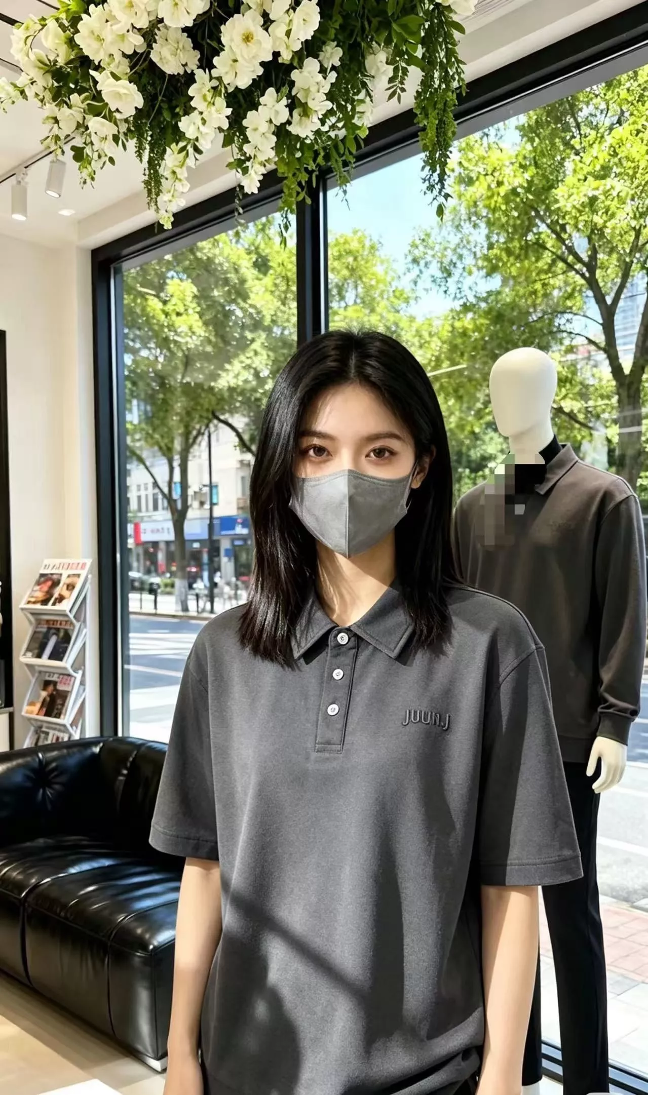 준지 로고 자수 워싱 폴로 반소매 상의 상세 이미지 16