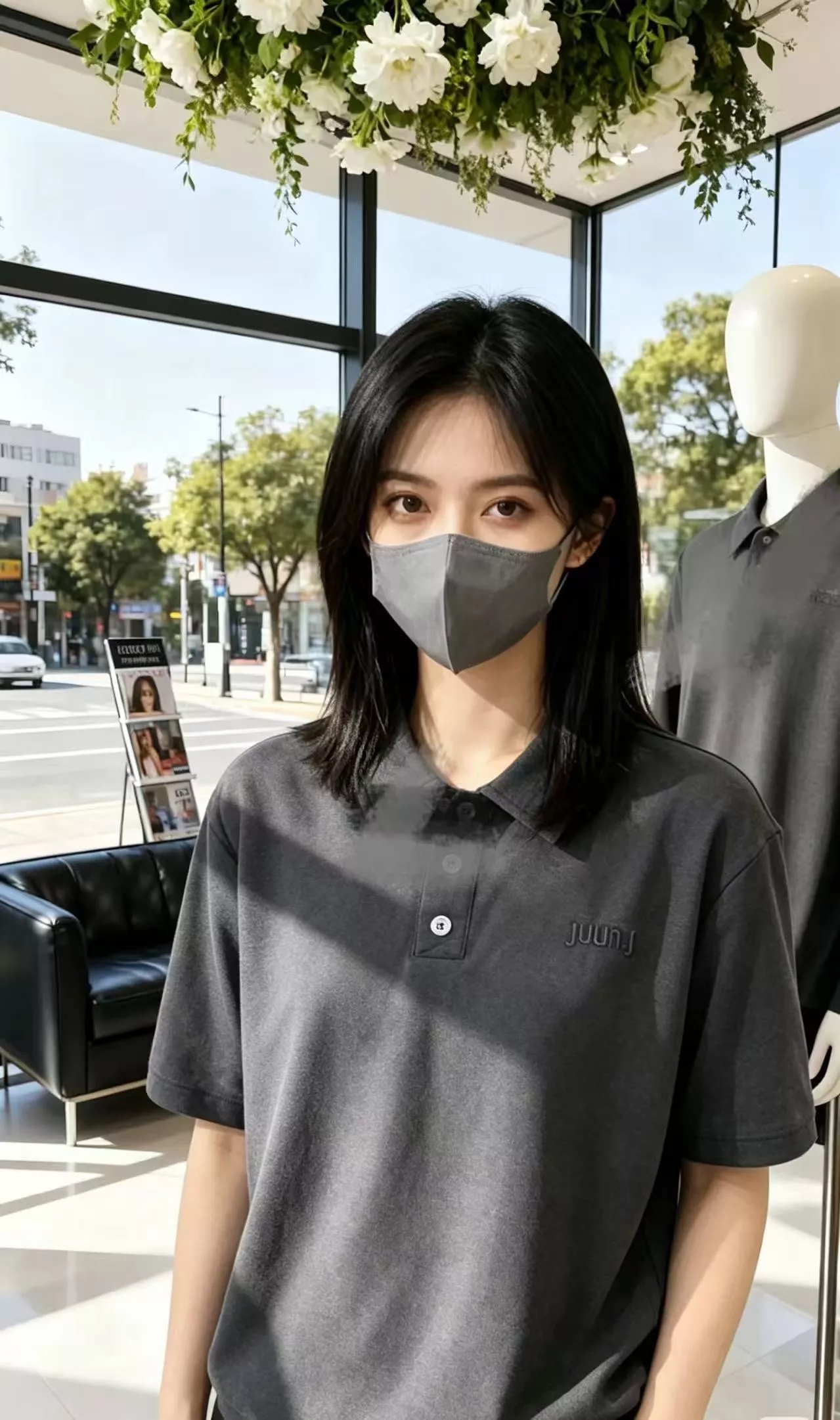 준지 로고 자수 워싱 폴로 반소매 상의 상세 이미지 15