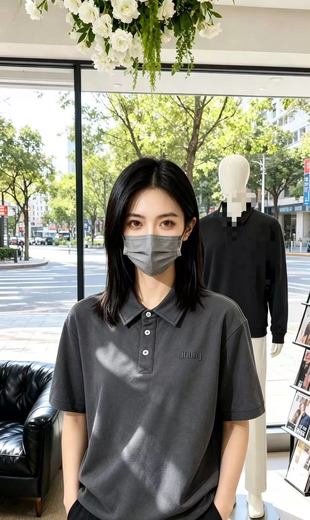 준지 로고 자수 워싱 폴로 반소매 상의 상세 이미지 14