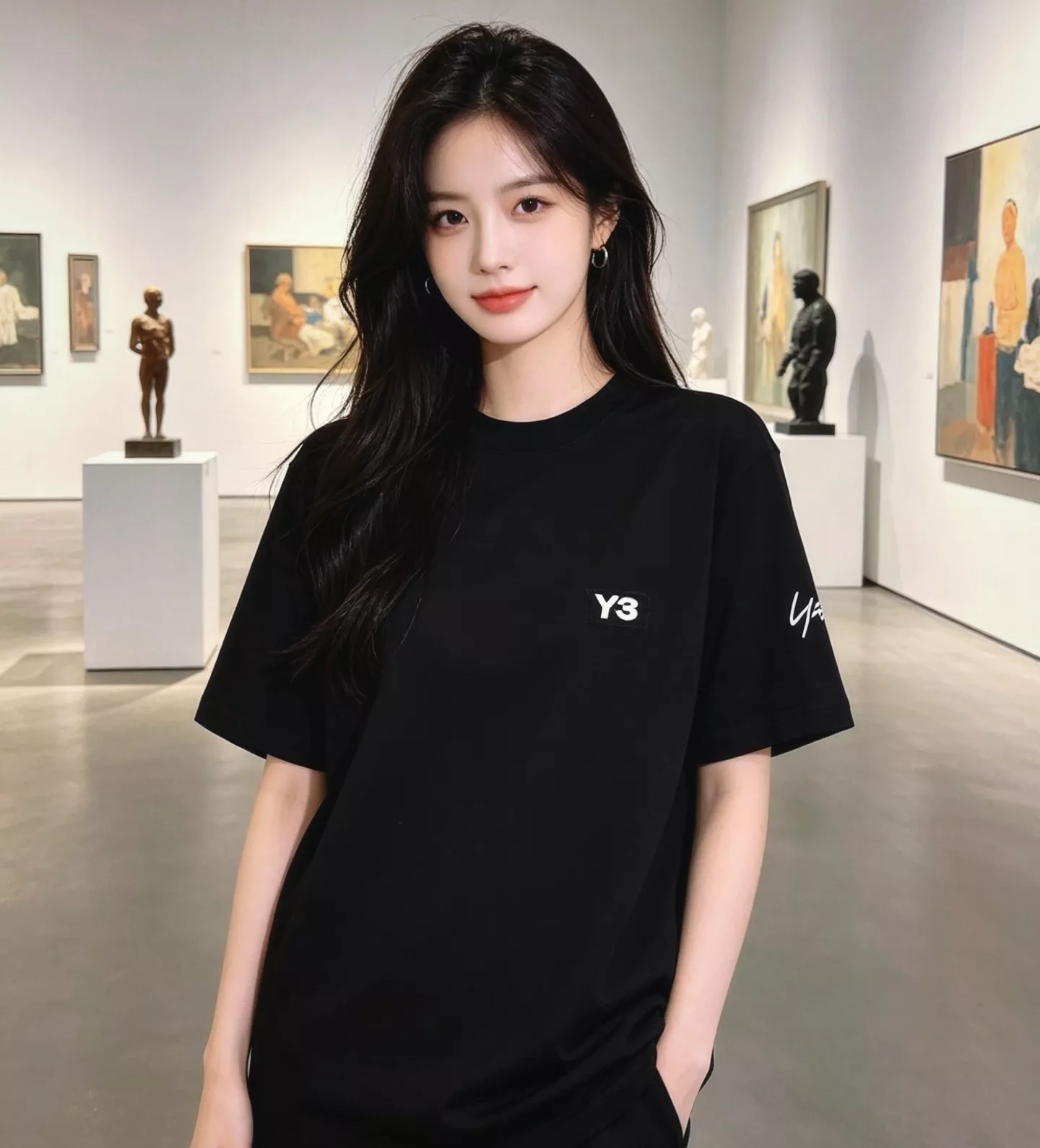 와이쓰리 스몰 로고 자수 반팔 탑 상세 이미지 11