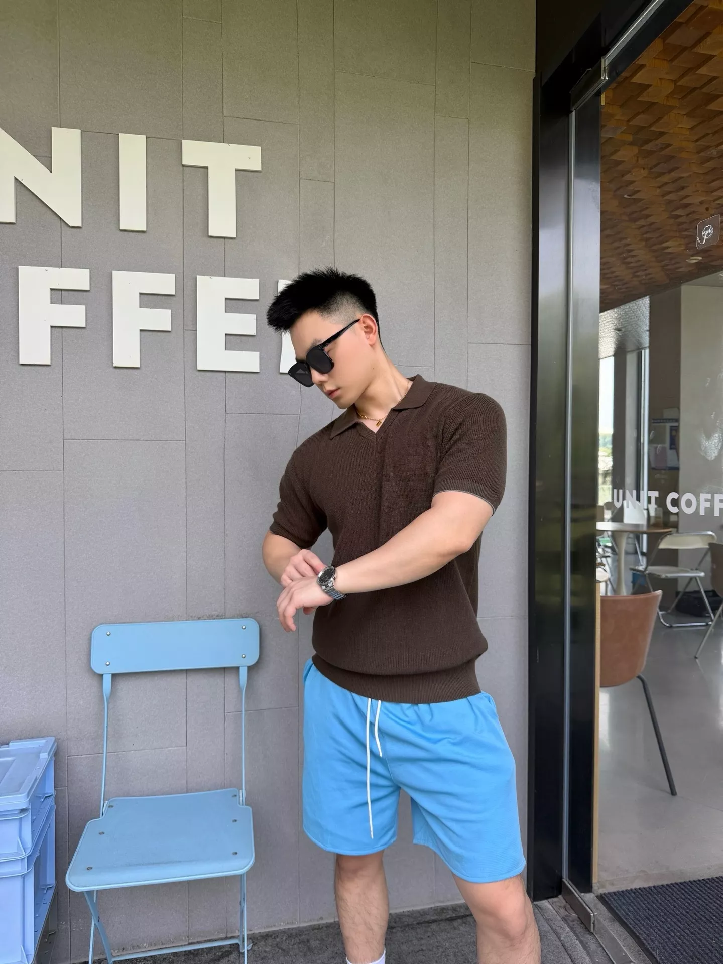 브루넬로쿠치넬리 갈매기 칼라 코튼 니트 폴로 탑 상세 이미지 18