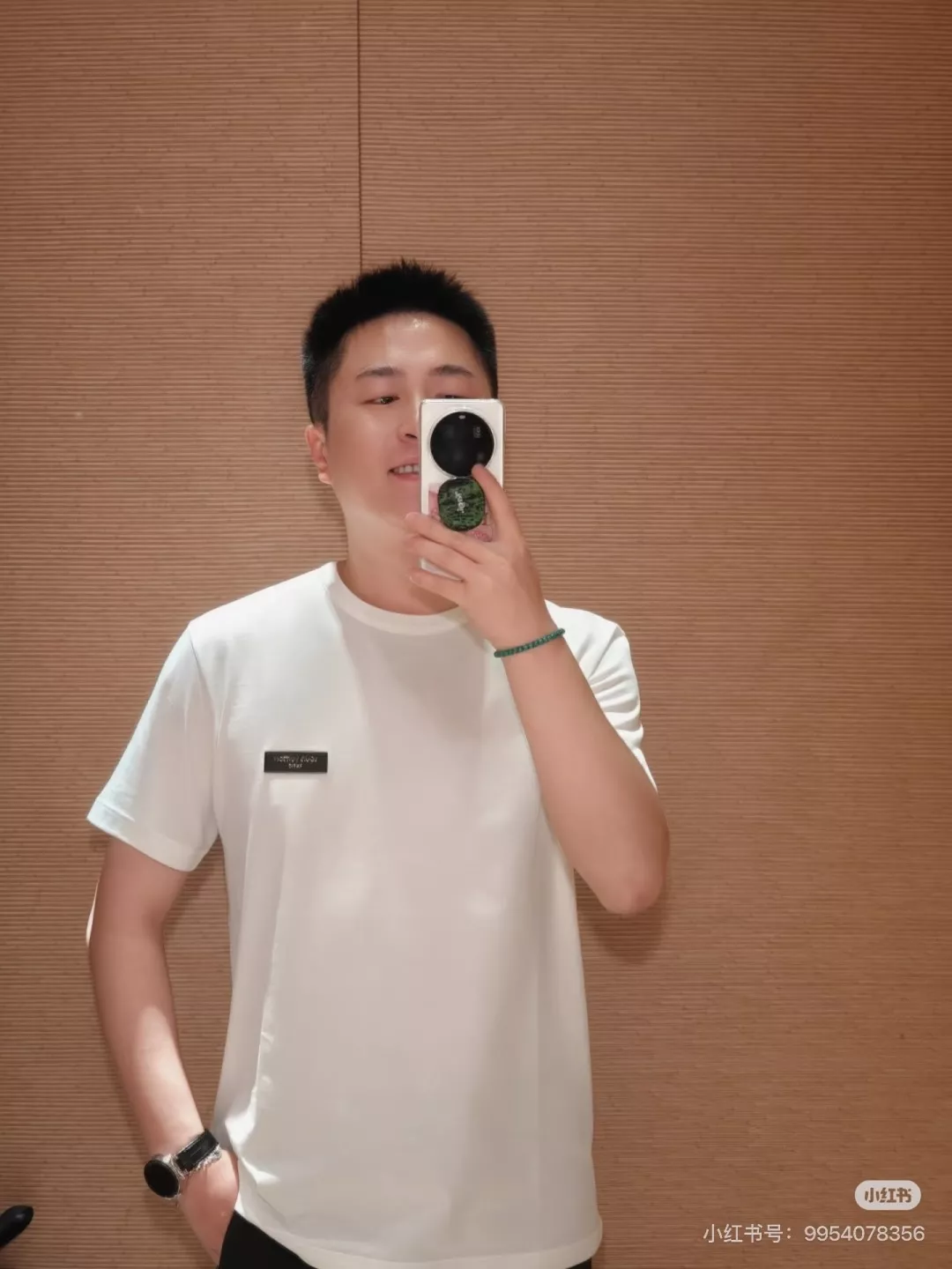 루이비통 복합 염색 가죽 패치 코튼 반팔 상의 상세 이미지 12