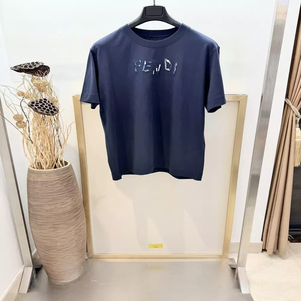 펜디 자수 로고 포인트 코튼 반팔 상의