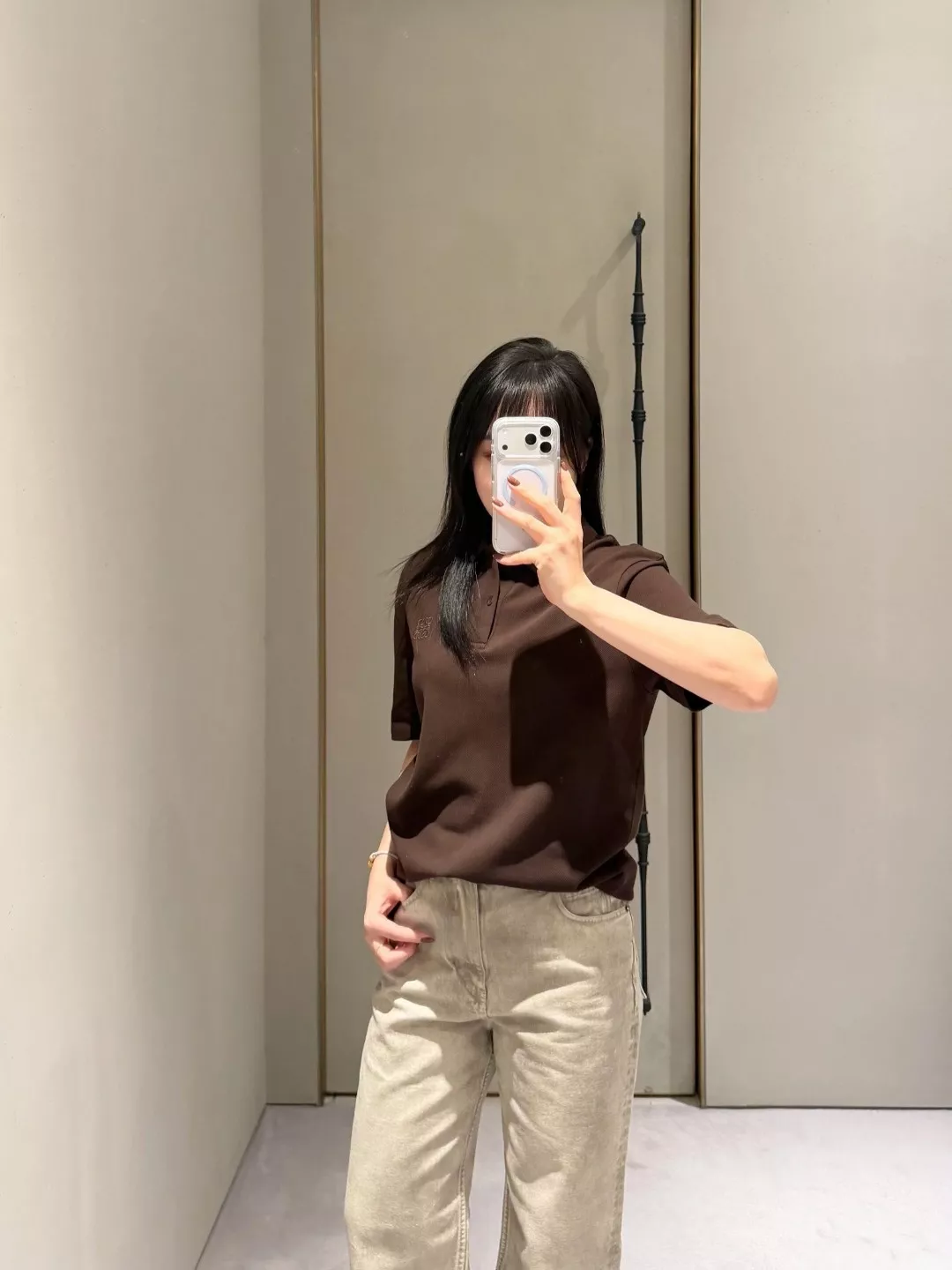 로에베 자수 로고 코튼 피케 폴로 상의 상세 이미지 10