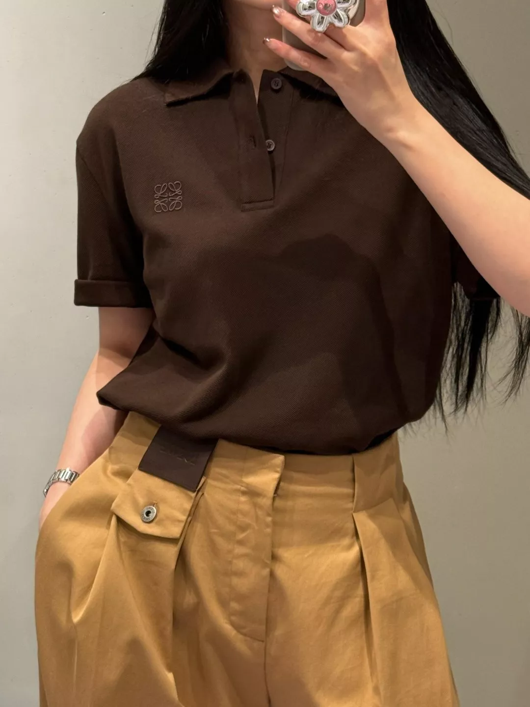 로에베 자수 로고 코튼 피케 폴로 상의 상세 이미지 17