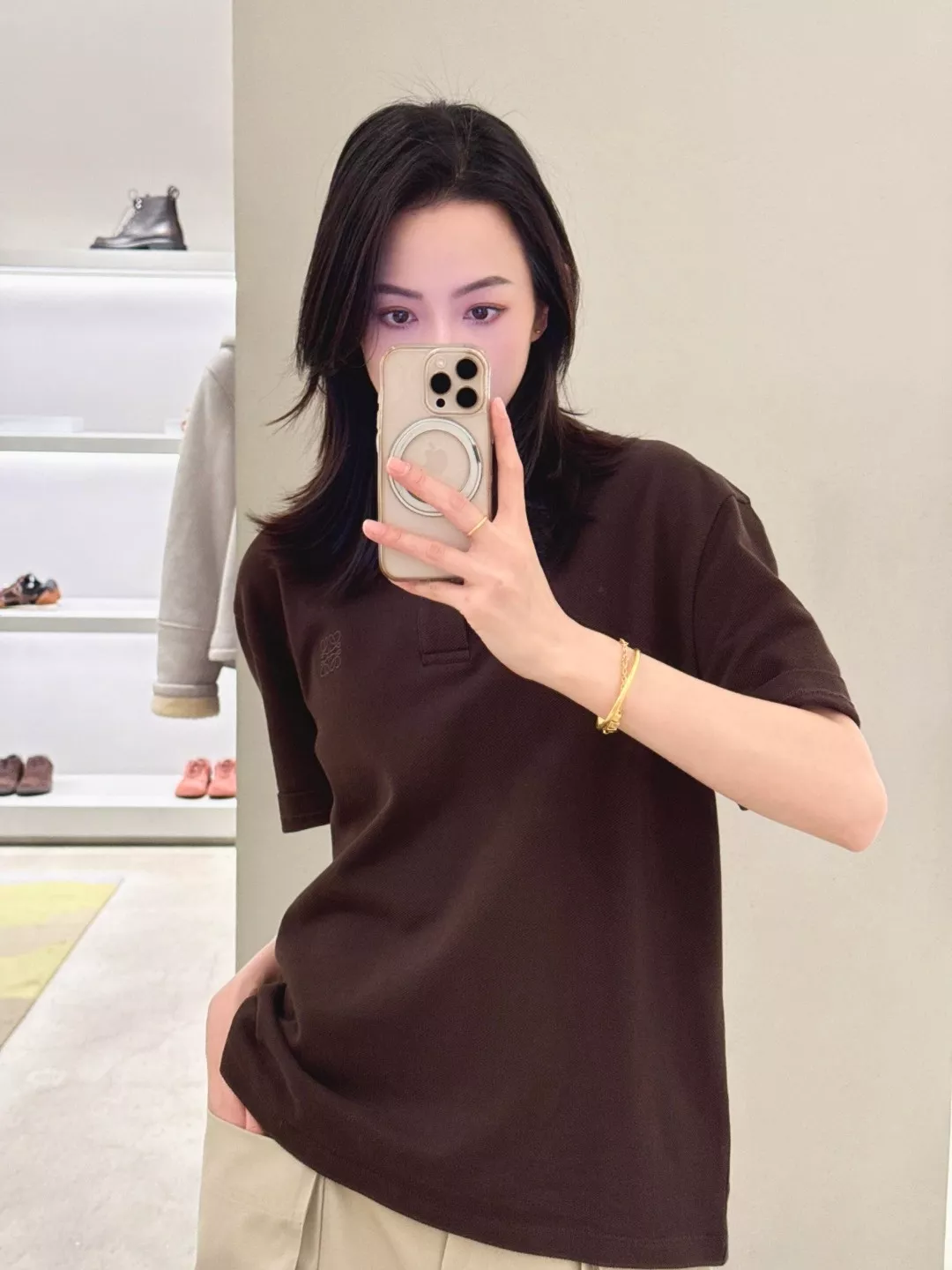 로에베 자수 로고 코튼 피케 폴로 상의 상세 이미지 13