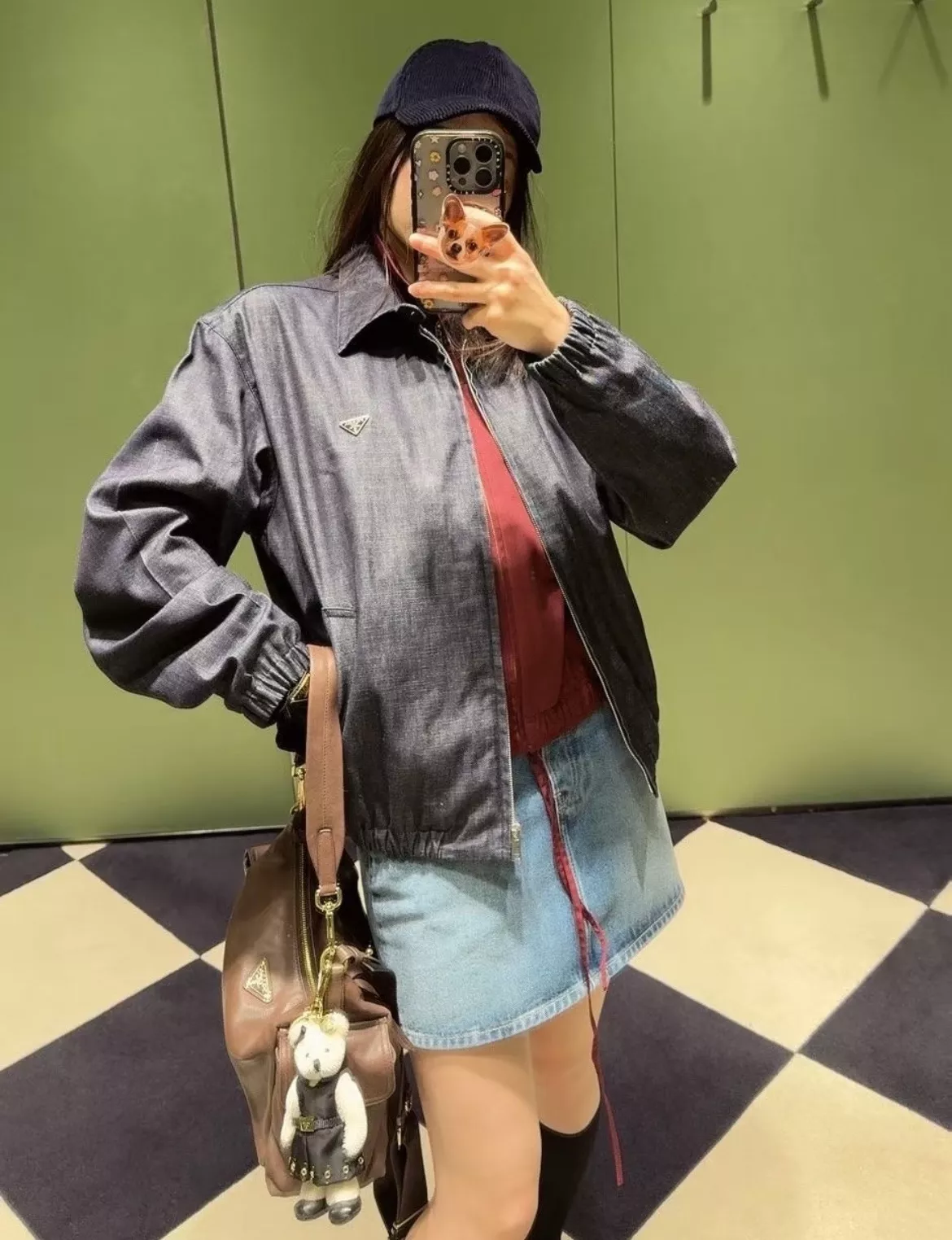 프라다 데님 카라 집업 아우터 상세 이미지 37