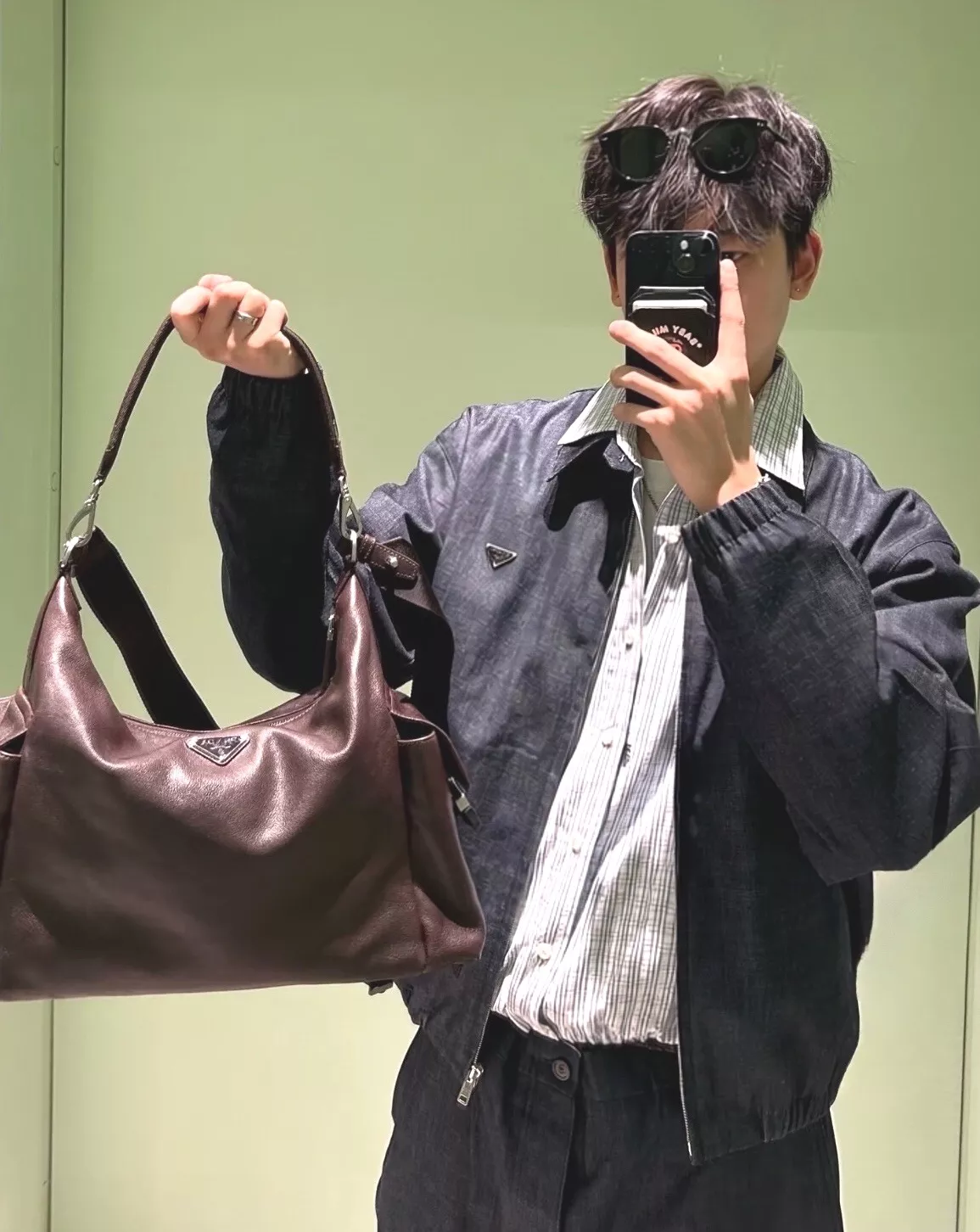 프라다 데님 카라 집업 아우터 상세 이미지 28