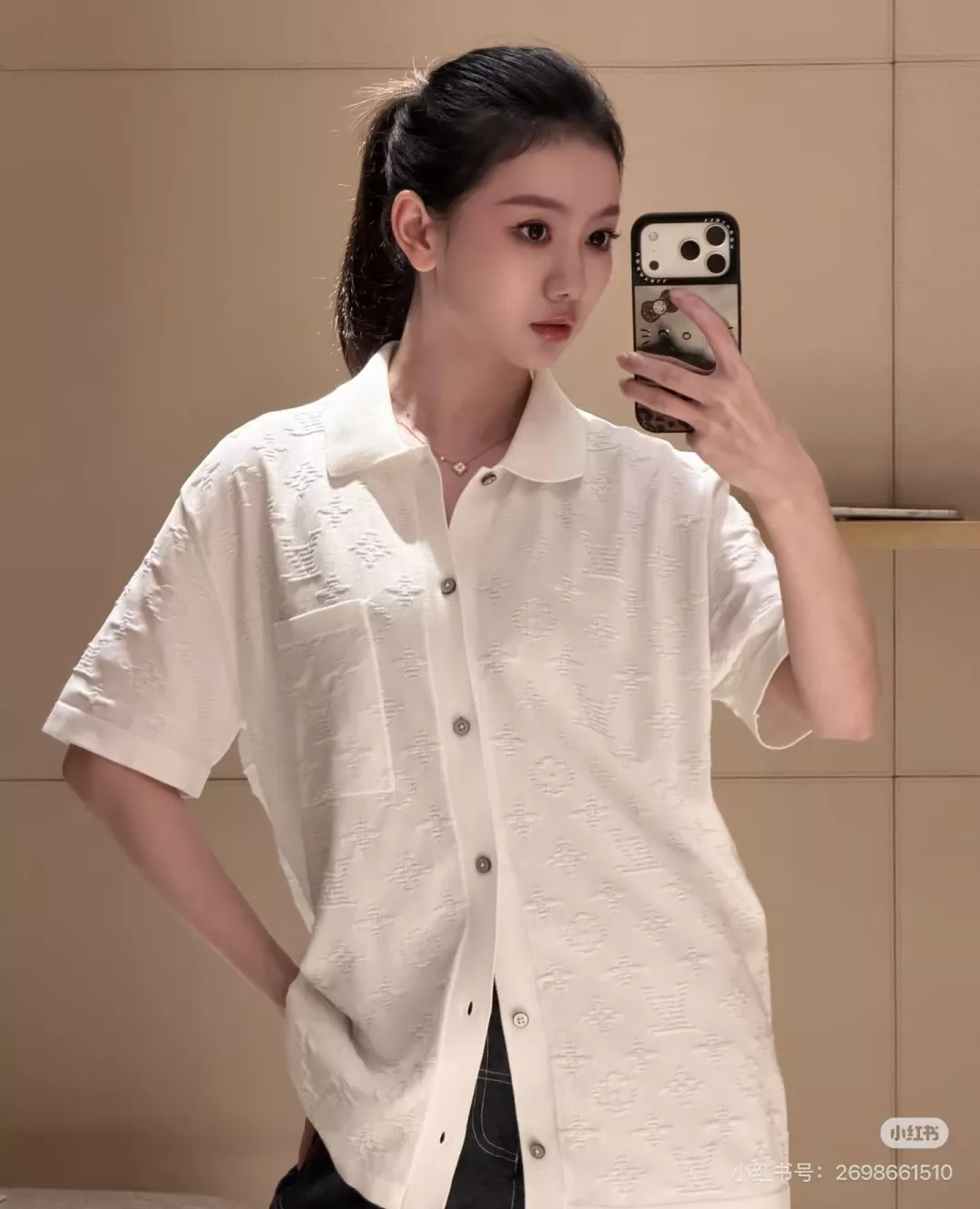 루이비통 모노그램 자카드 니트 반팔 가디건 상세 이미지 12