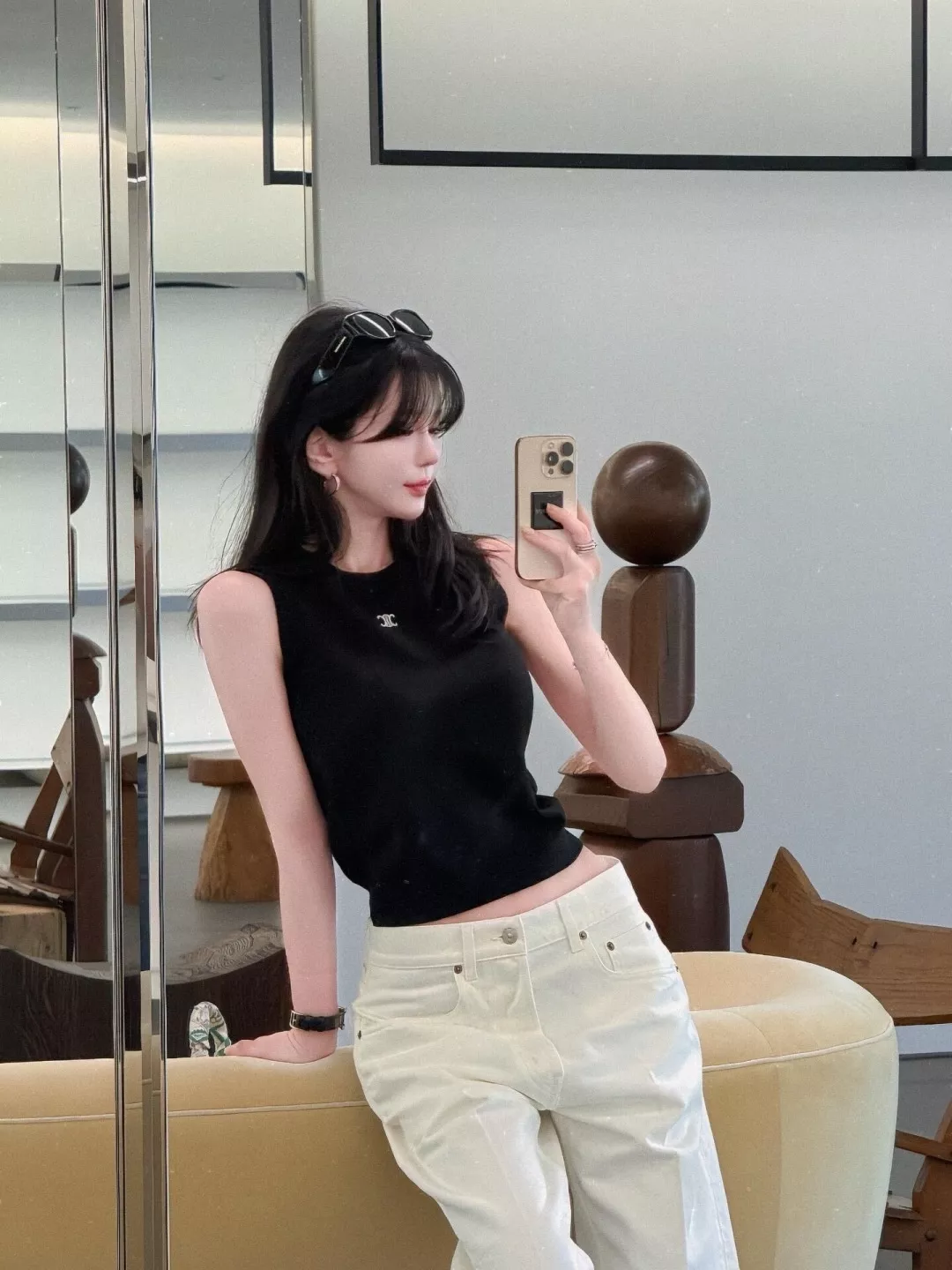 셀린느 트리오페 자수 코튼 슬리브리스 상세 이미지 25