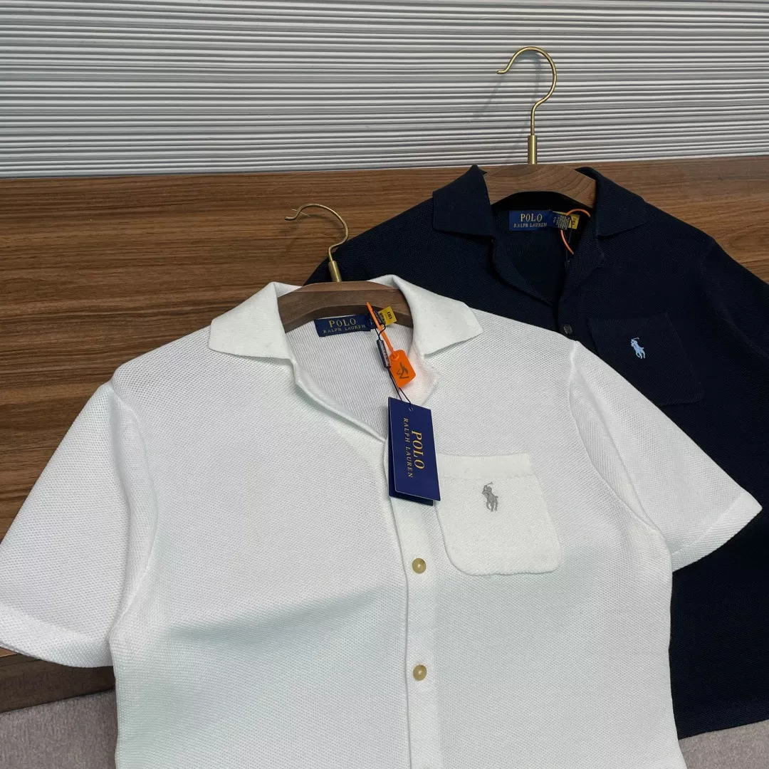 랄프로렌 코튼 오픈카라 반소매 니트 셔츠 상세 이미지 11
