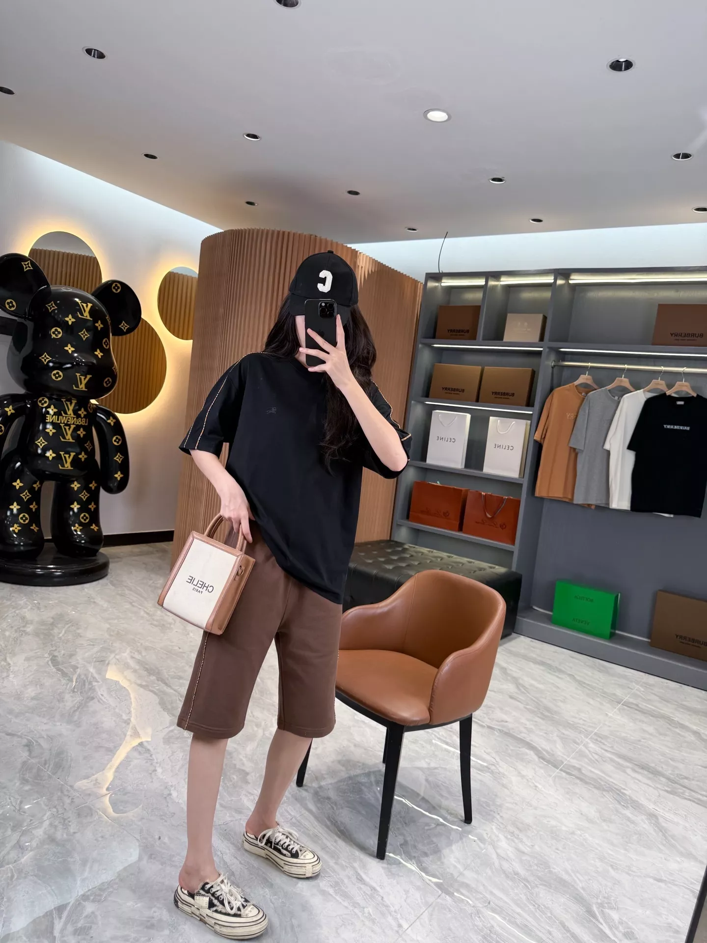 버버리 체크 롤링 디테일 코튼 크루넥 탑 상세 이미지 73