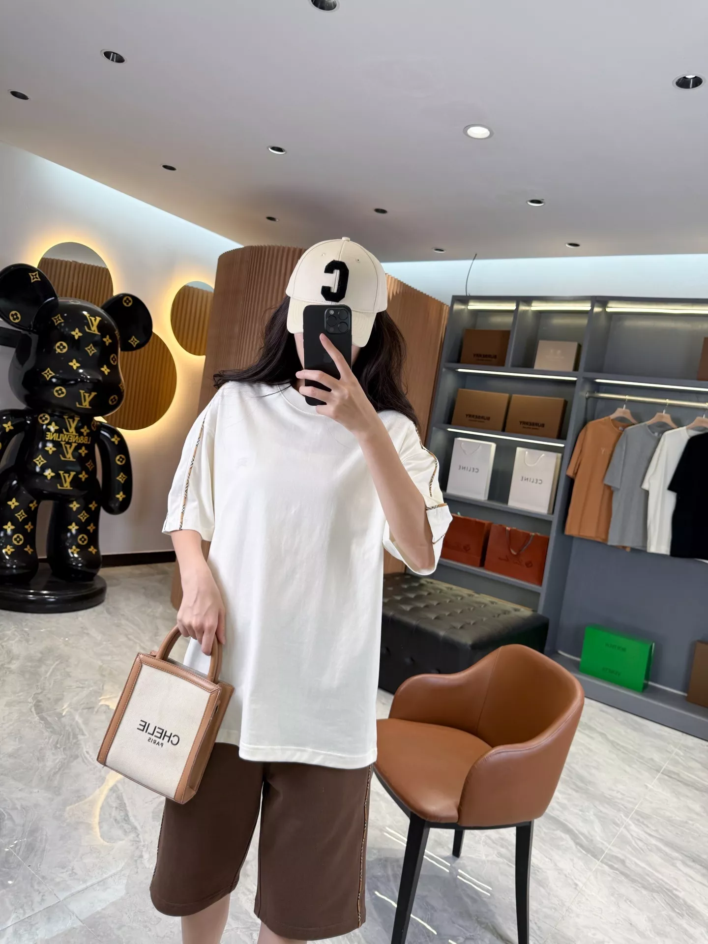 버버리 체크 롤링 디테일 코튼 크루넥 탑 상세 이미지 62