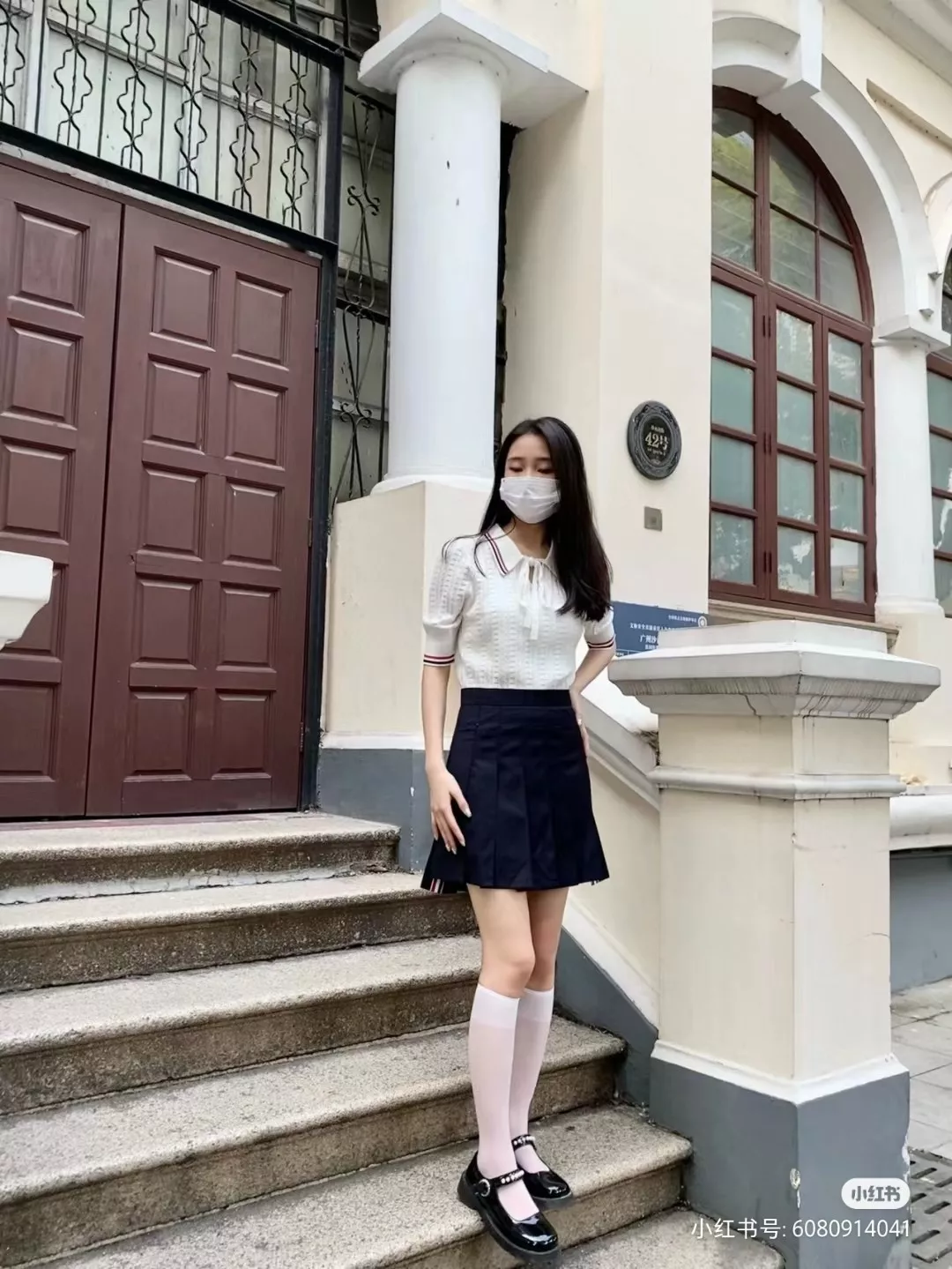 톰브라운 리본 레이스업 반팔 니트 탑 상세 이미지 31