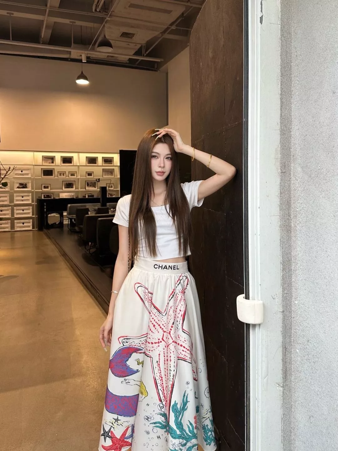 샤넬 해성 프린트 플레어 스커트 상세 이미지 18