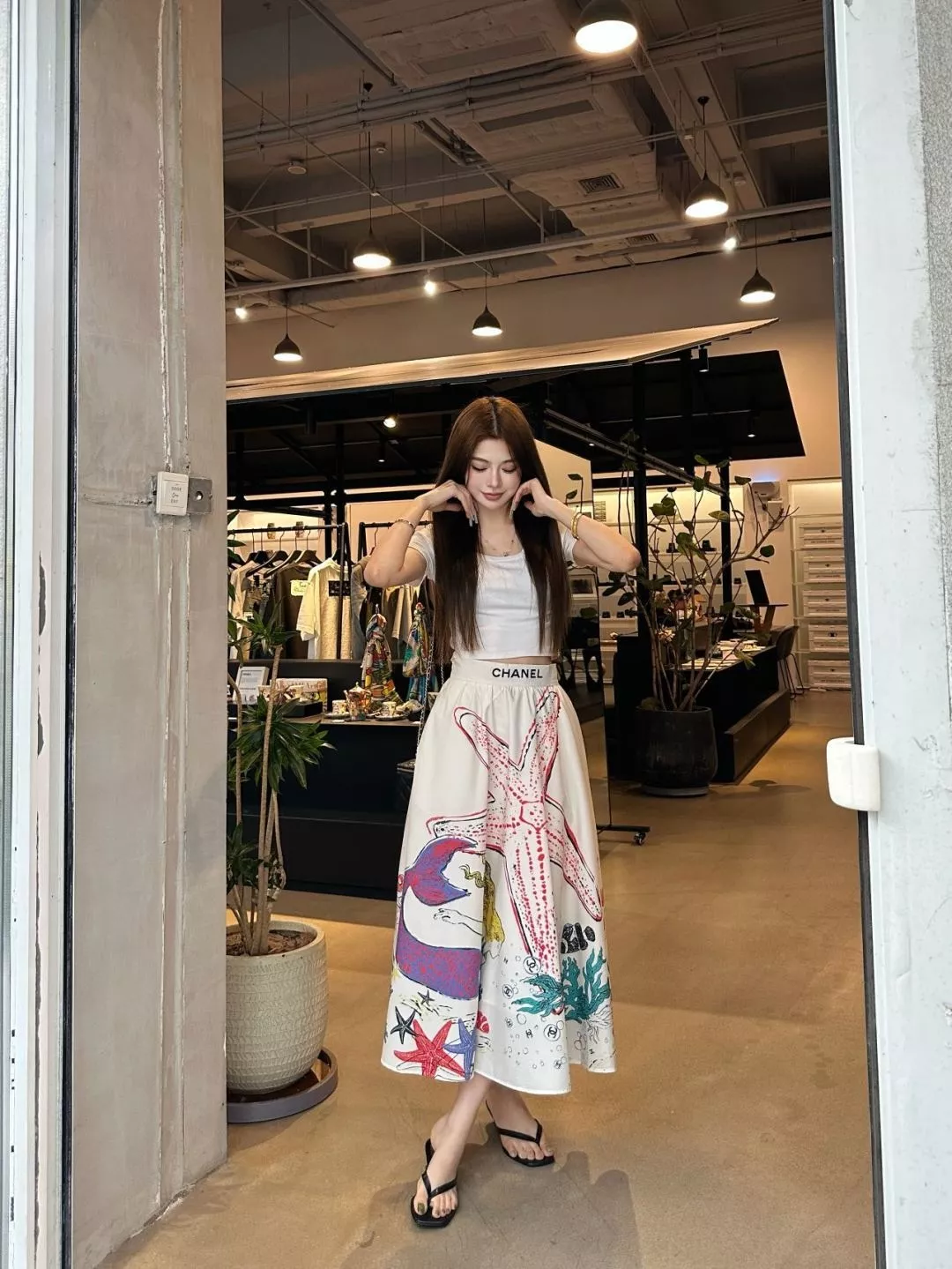 샤넬 해성 프린트 플레어 스커트 상세 이미지 14