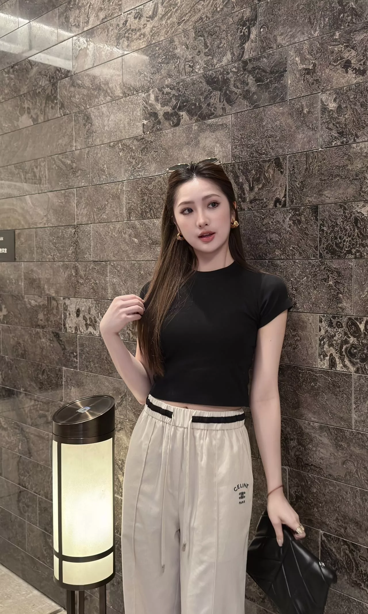 셀린느 배색 허리 밴딩 와이드 팬츠 상세 이미지 35