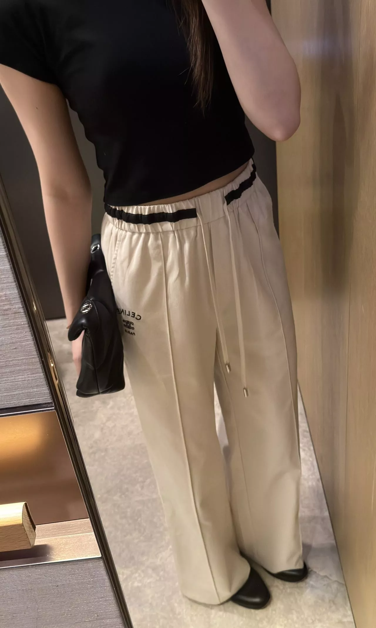 셀린느 배색 허리 밴딩 와이드 팬츠 상세 이미지 29