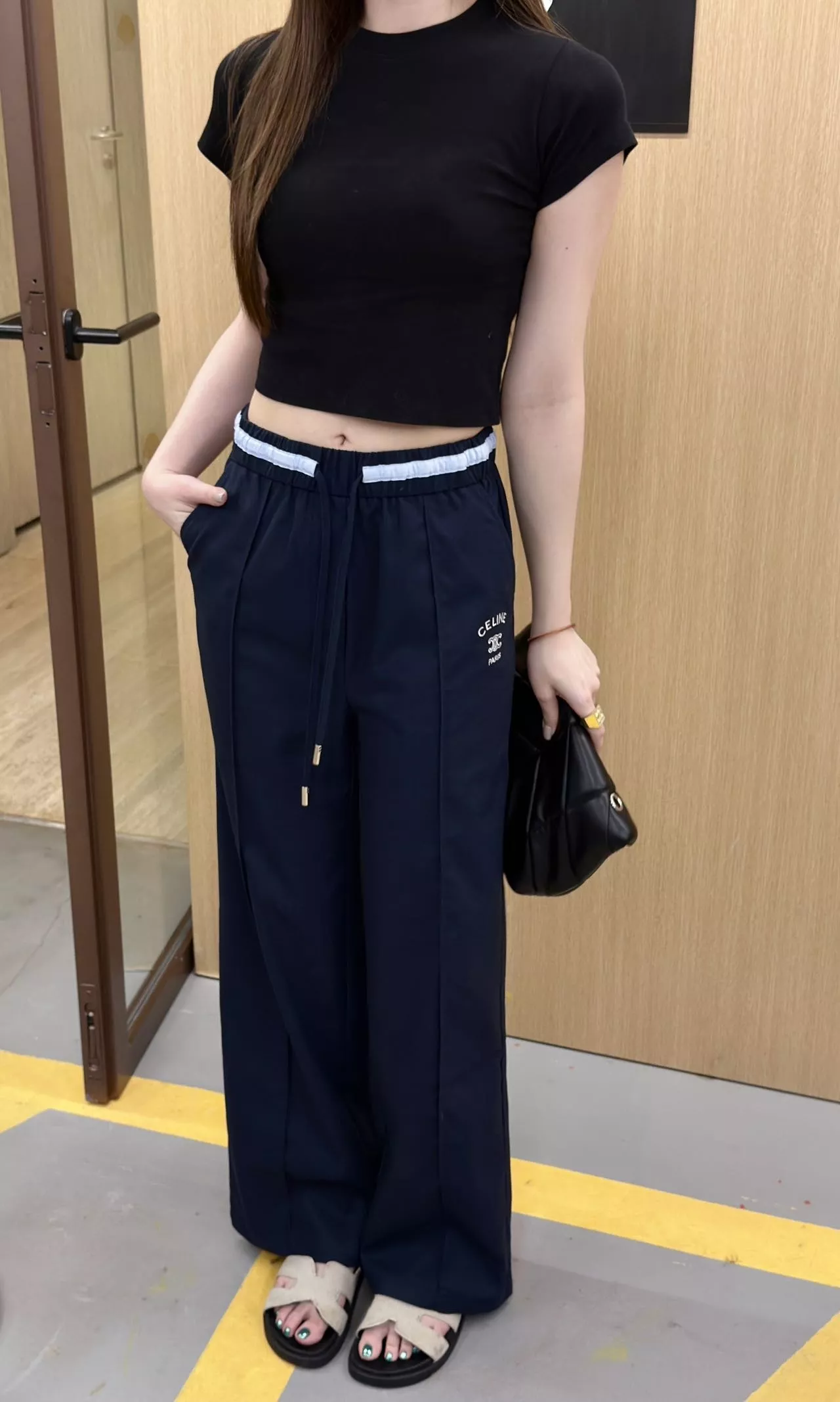 셀린느 배색 허리 밴딩 와이드 팬츠 상세 이미지 26